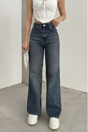 Gussi Kadın Kahve Tintli Yüksek Bel Palazzo Jean