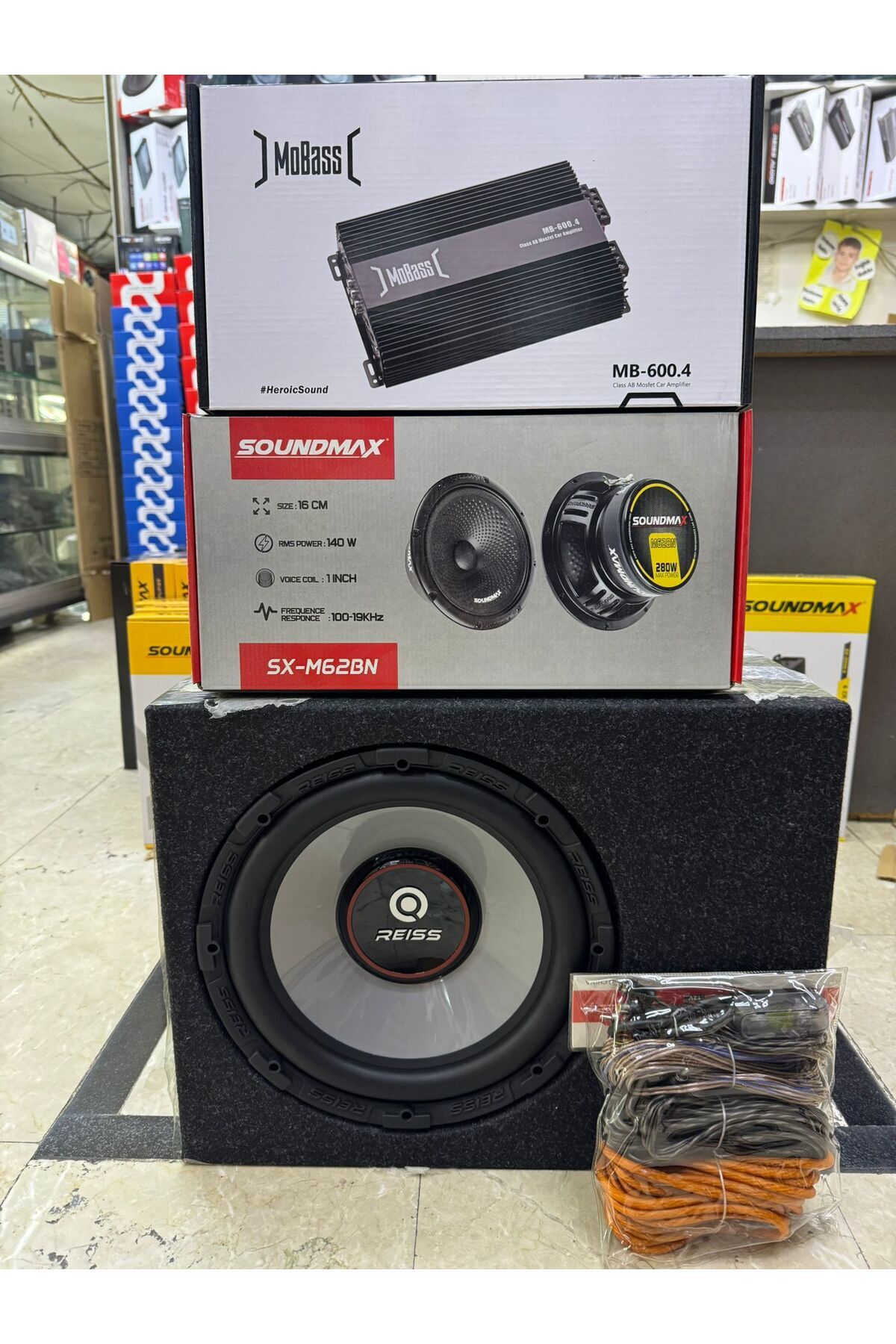 REISS AUDIO 30 Cm Kabinli Bass 1000 Watt Mobass Mb-600.4 16 Cm
