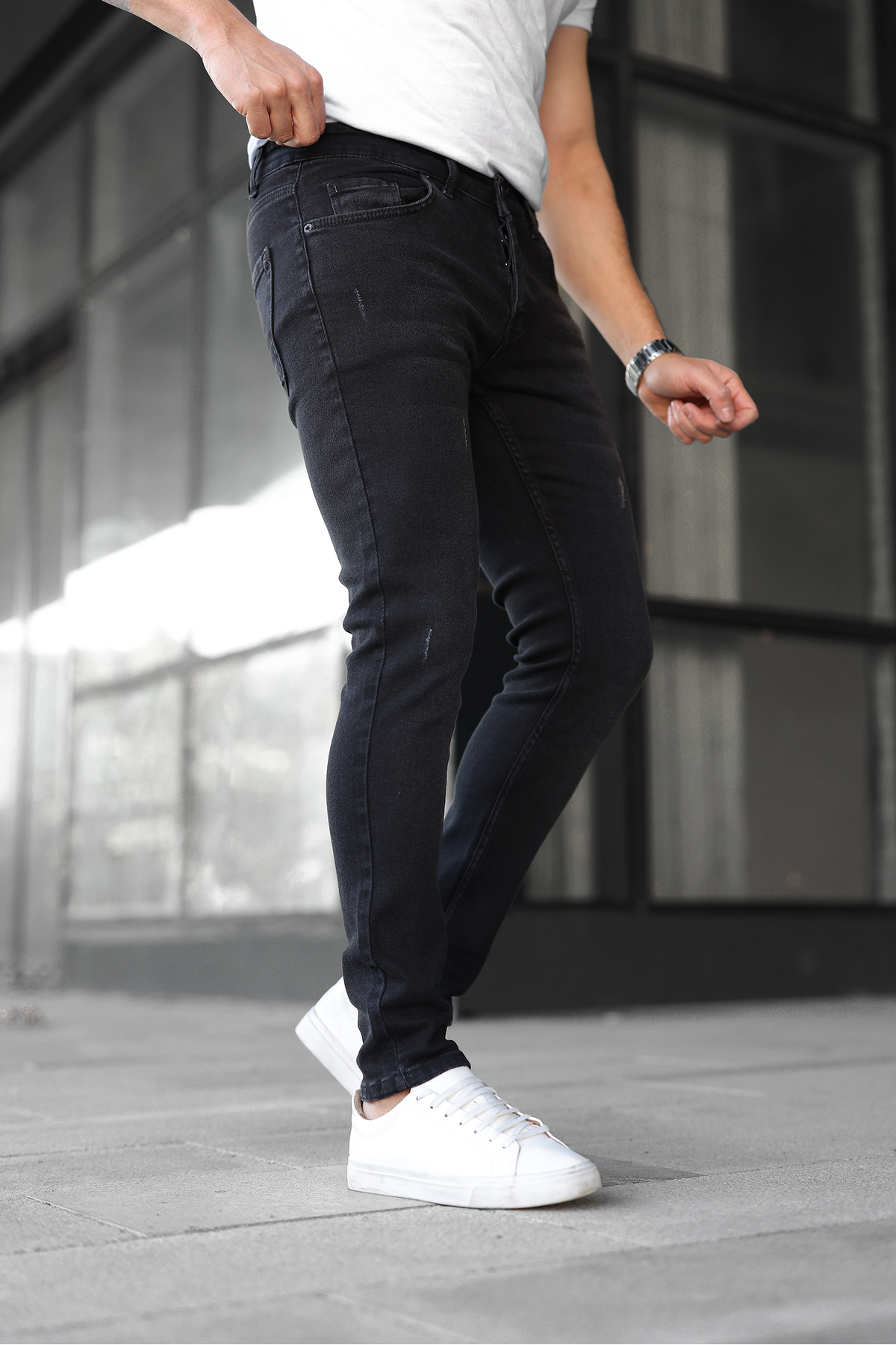 ENERJİN  Erkek Jeans Slim Fit Likralı Siyah Tırnaklı - Görsel 3