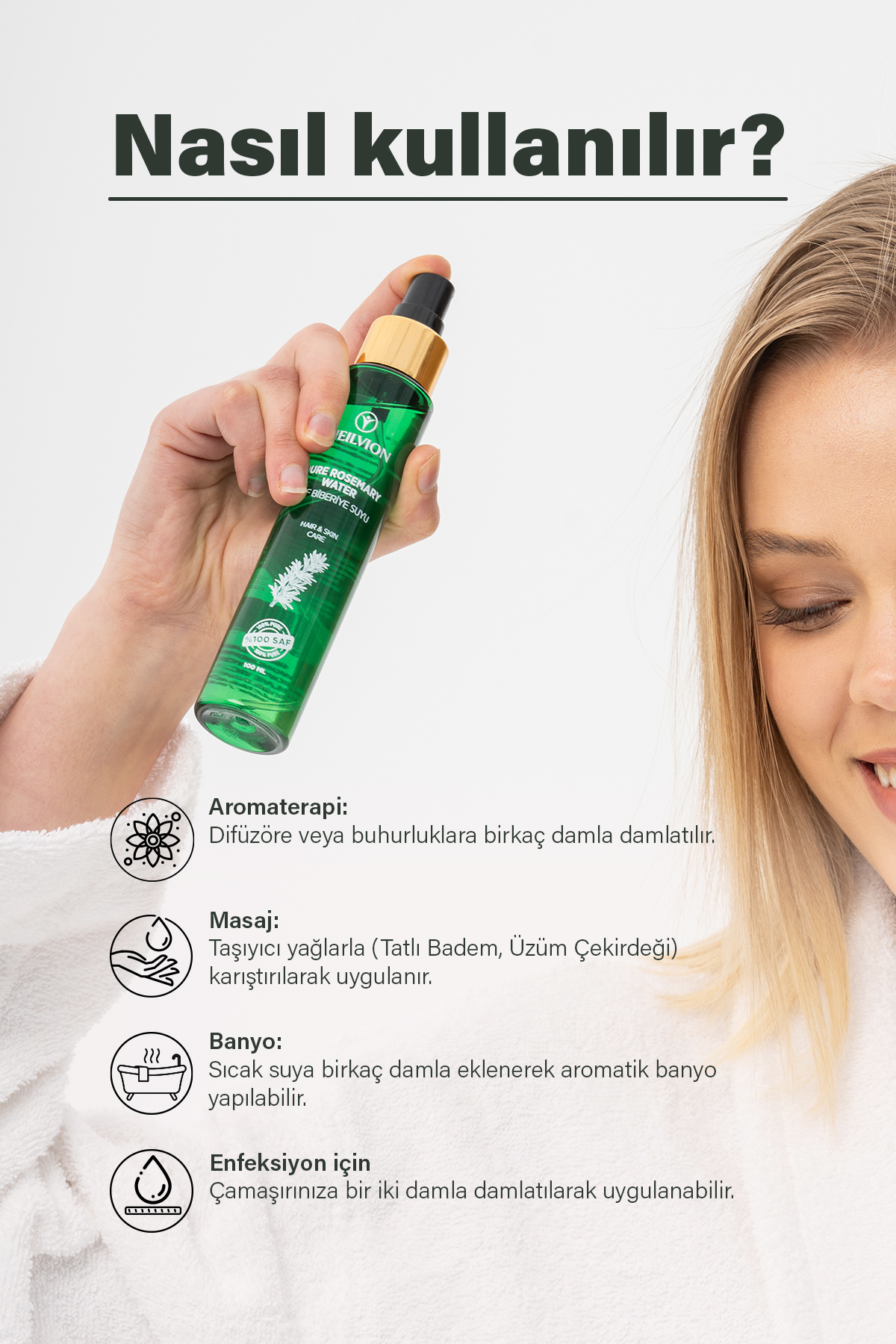 Biberiye Suyu Saç Dökülme Karşıtı ve Hızlı Saç Uzatma Etkili Saf Saç Toniği 100 ml — BBRYSU01 — تصویر 5 از 7