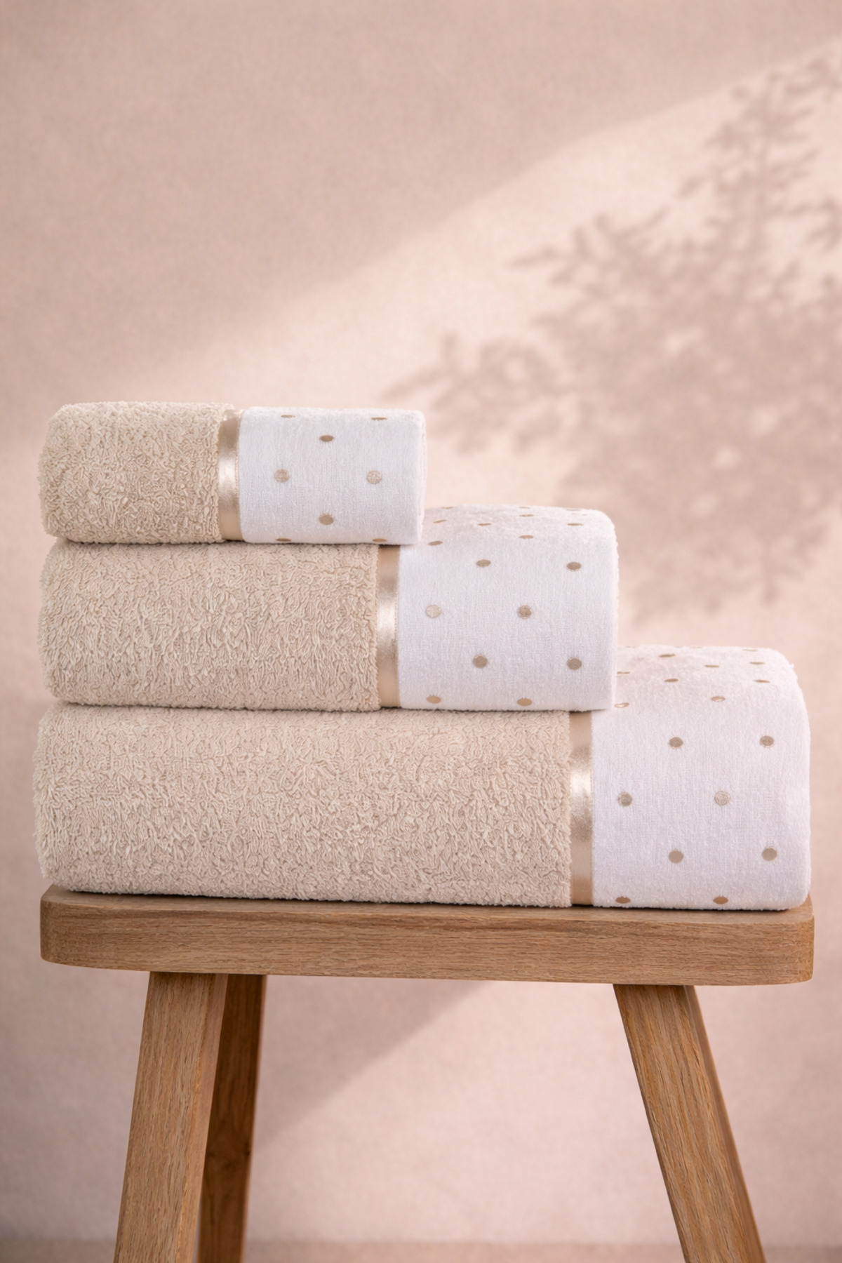 Ceramic Polka Dot 3-Piece Towel Set 100% Cotton Bathroom Set with Box Dowry Set Luxury Bathroom