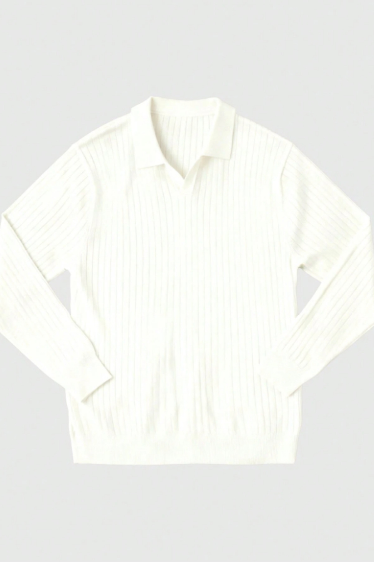 COOL TARZ  Erkek Beyaz Polo Yaka Fitilli Triko Kazak - Görsel 2