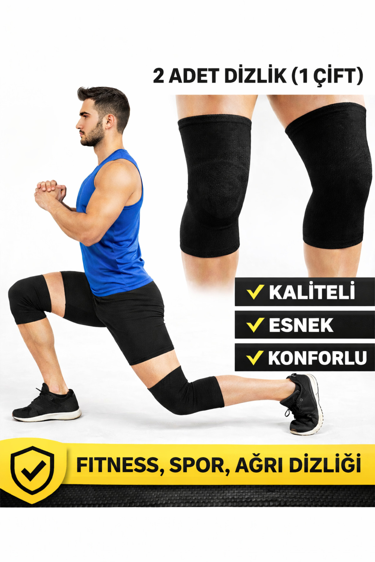 GAZELMANYA 2'li Fitness Spor Dizlik, Ortopedik Antrenman Dizliği , Knee Sleeve Unisex Koşu Dizliği Spor Dizliği