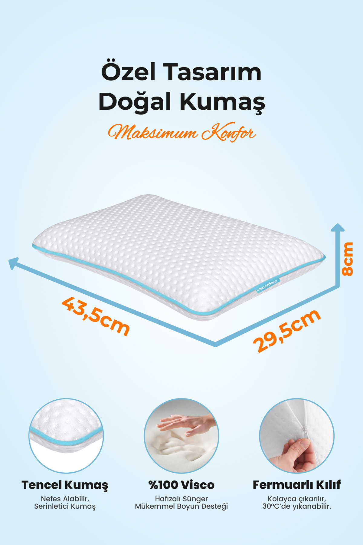 Viscofoam Ortopedik Bebek Yastığı Visco Bebek Yastığı 45 X 30 X 8 Cm fotoğrafı 4 (önizleme)