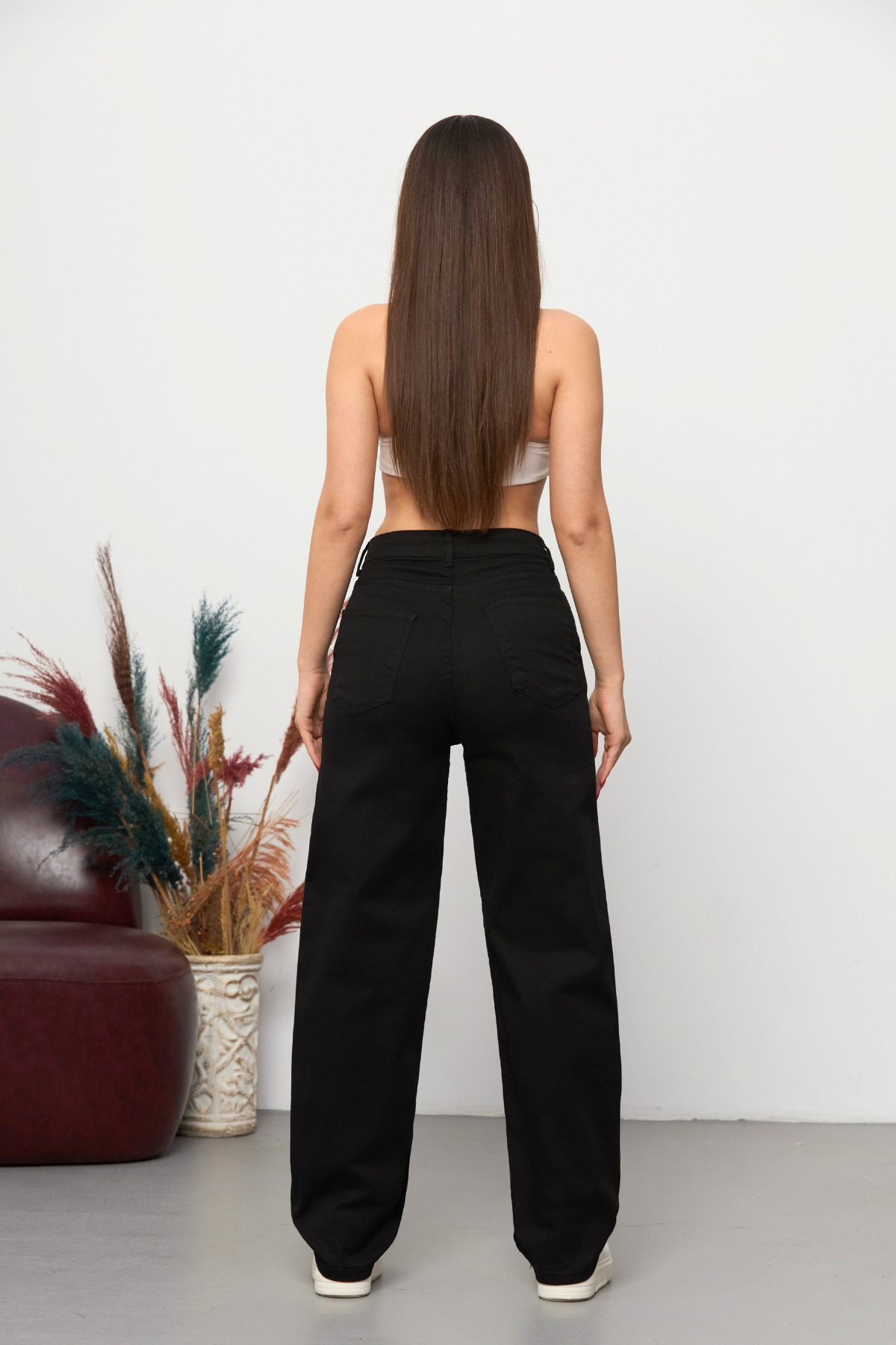 BİKELİFE Kadın Yüksek Bel Esnek/likrali Bol Kesim Baggy Pantolon görsel 4