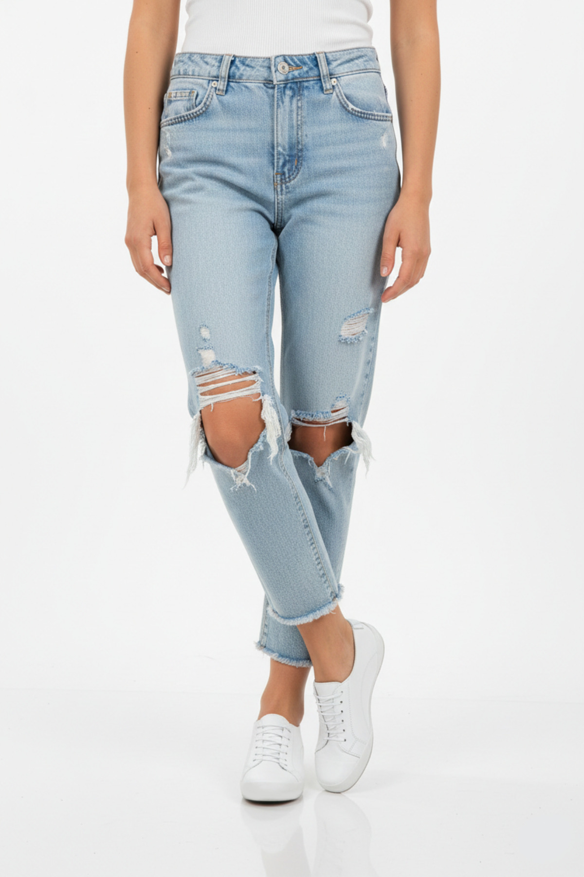 Deripabuc  Hakiki Deri Beyaz Kadın Deri Casual Ayakkabı TRC-0503 - Görsel 2