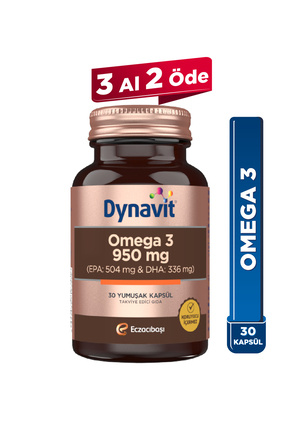 Dynavit Omega 3 950 mg 30 Yumuşak Kapsül - Yüksek EPA & DHA -1400mg Balık Yağ...
