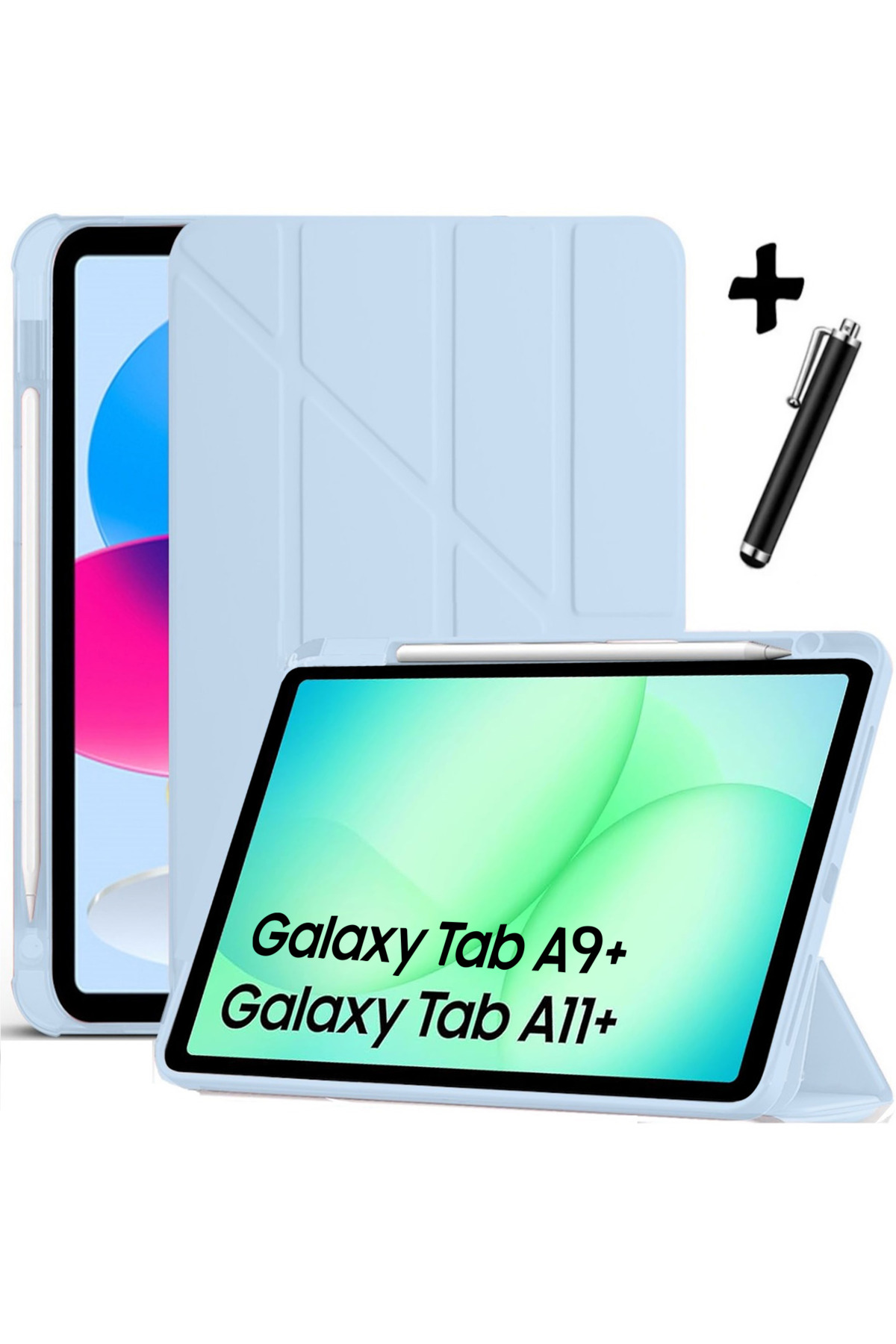 Galaxy Tab A11 Plus/A9 Plus 11 Inch Compatible Case Pencil Compartment Sleep Mode Silicone Cover Sm-x230