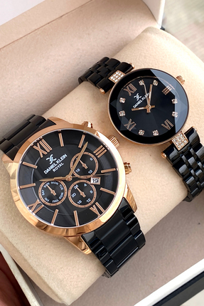 Daniel Klein Siyah Renk Orijinal 2 Yıl Garantili Çift Sevgili Erkek Kadın Kol...