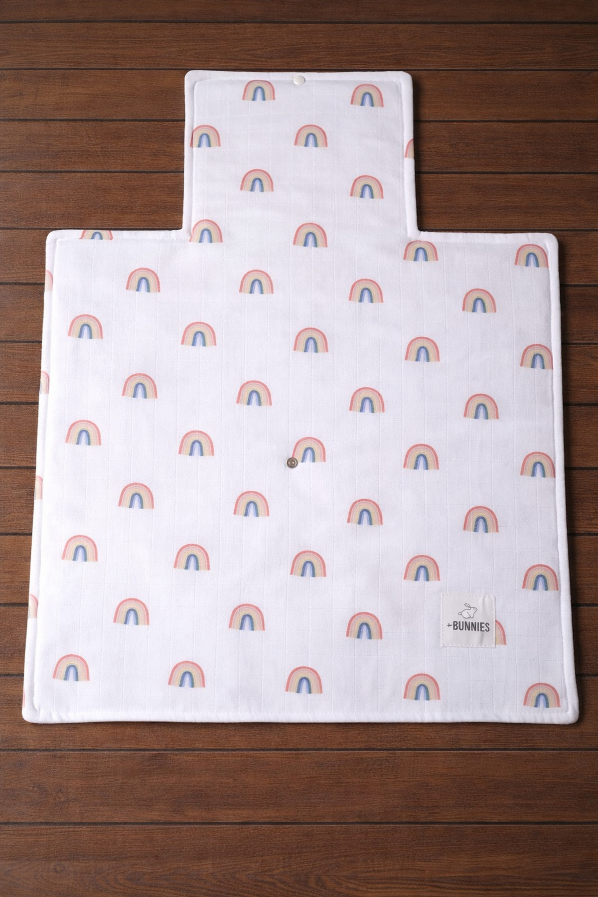 jr.bunnies Müslin Alt Açma–Çanta Formlu, %100 Pamuk, Baş Destekli, Seyahat ve Günlük Kullanım Matı-RAINBOW fotoğrafı 5 (önizleme)