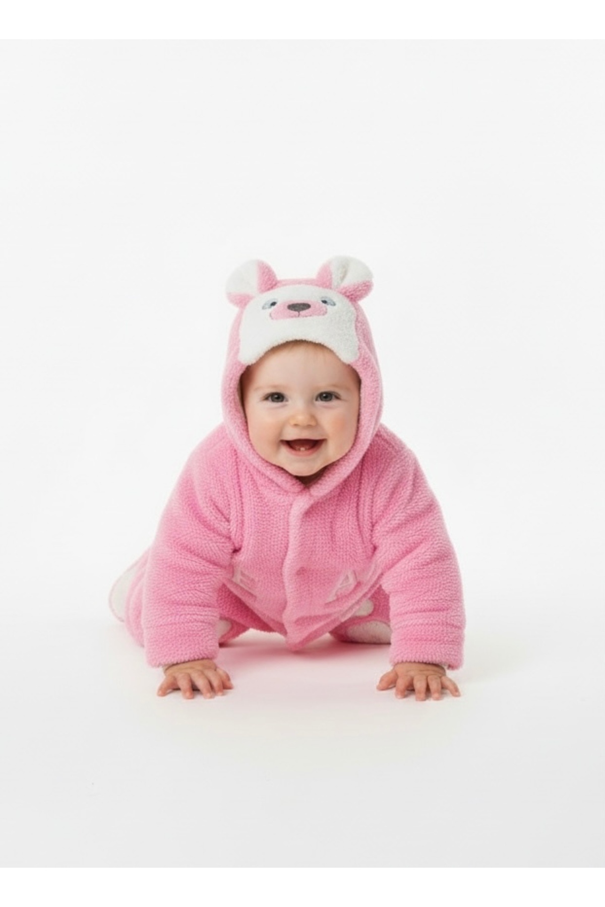 Bebemio Boutique Peluş Ayıcıklı Bebek Tulumu Kışlık Takım Kapşonlu Welsoft Ayı Nakışlı Kulak Ve Ponpon Detaylı fotoğrafı 3 (önizleme)