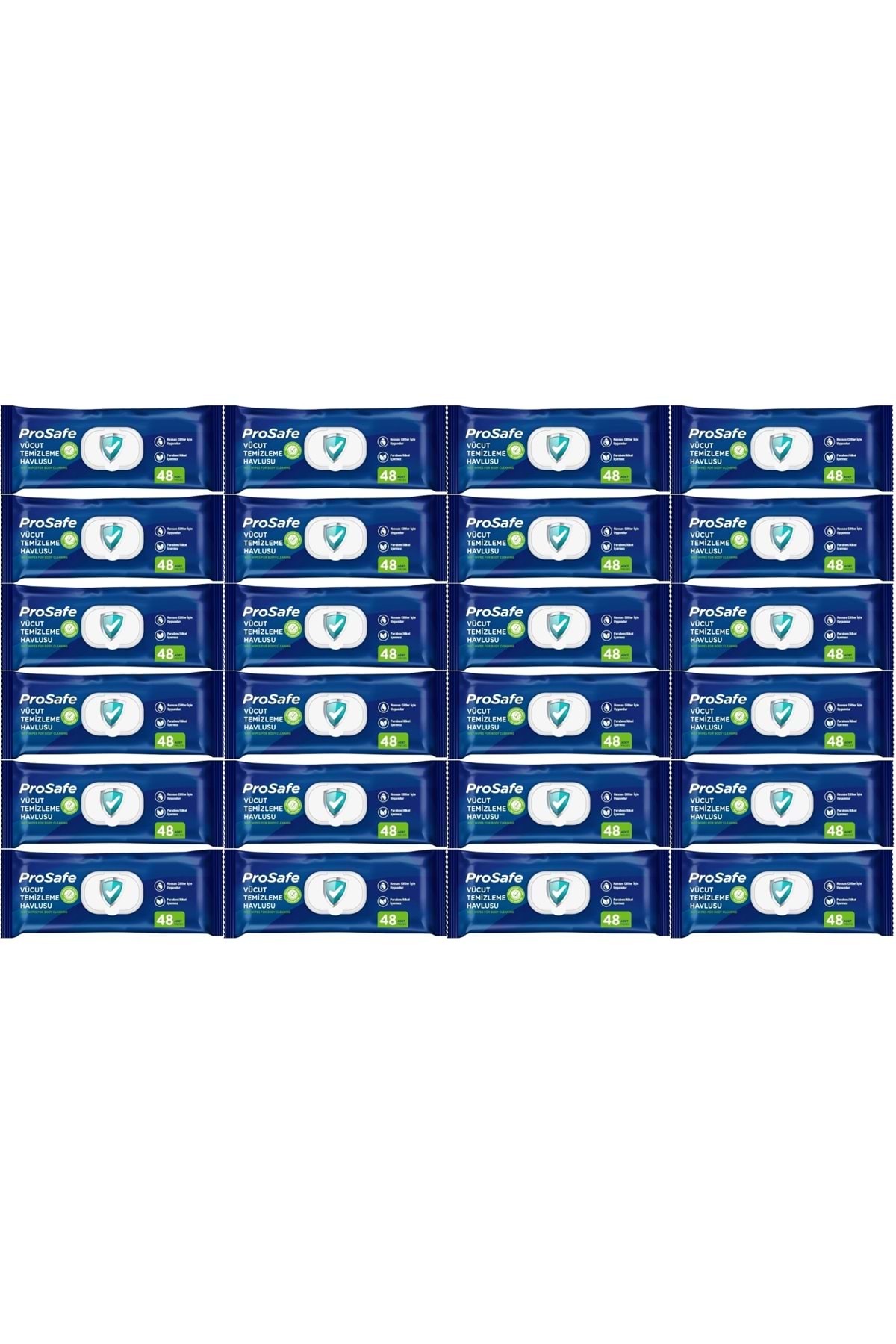 Hasta Vücut Temizleme Islak Mendil Havlu 48 Yaprak XL (24 Lü Set) Plastik Kapak