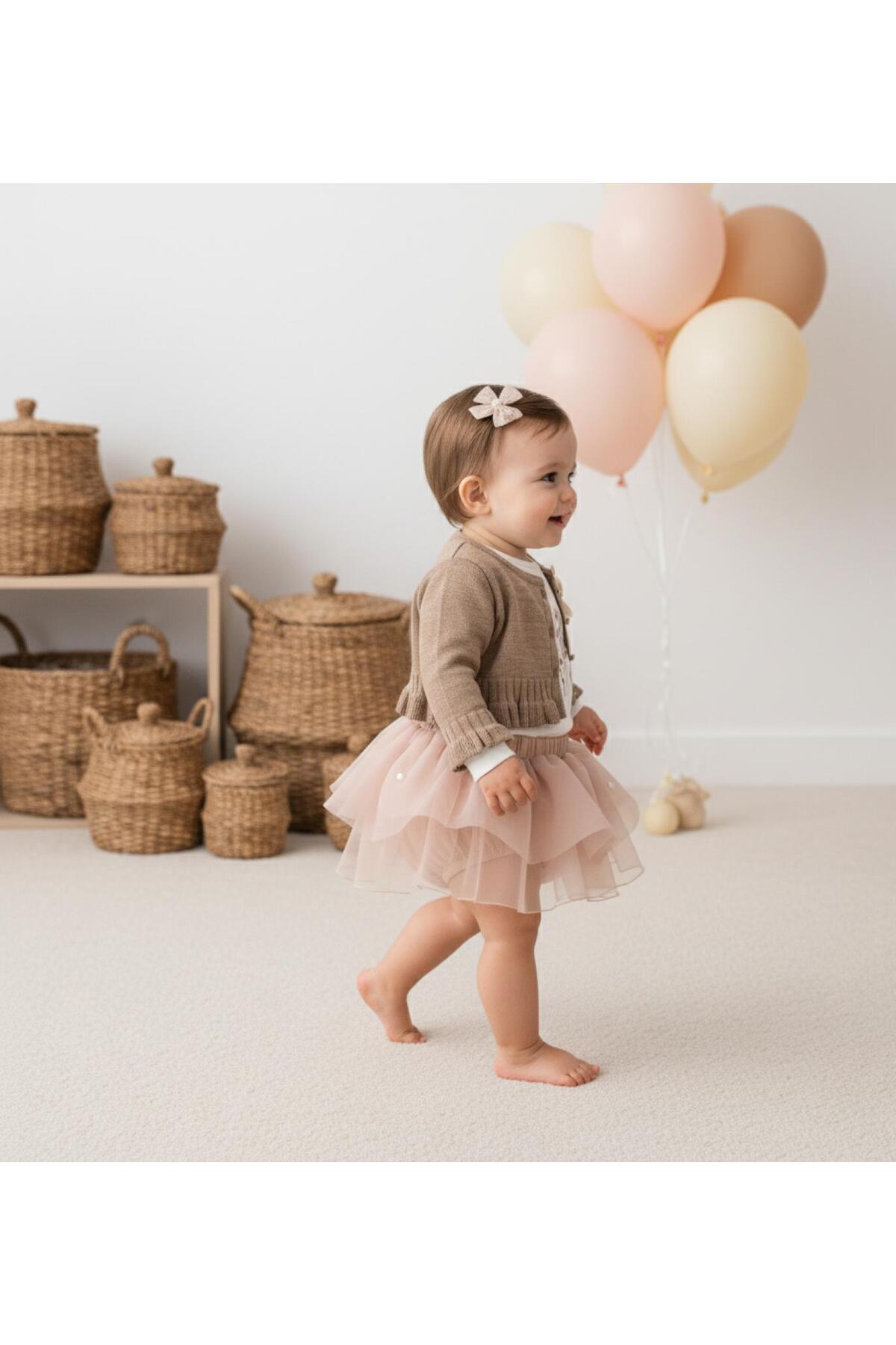 ministok Monica Hırka ve Tütü Etekli 3'lü Kız Bebek Takım fotoğrafı 2 (önizleme)