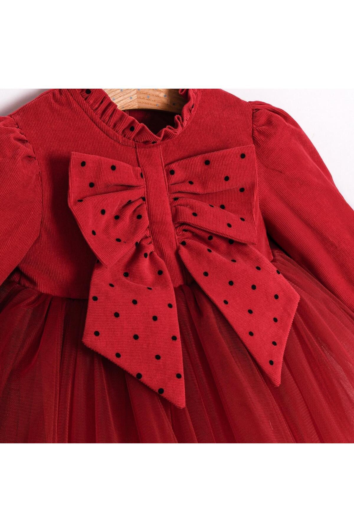 ministok Judy Önü Fiyonk Detaylı Tütü Etekli Kız Bebek Elbisesi fotoğrafı 3 (önizleme)