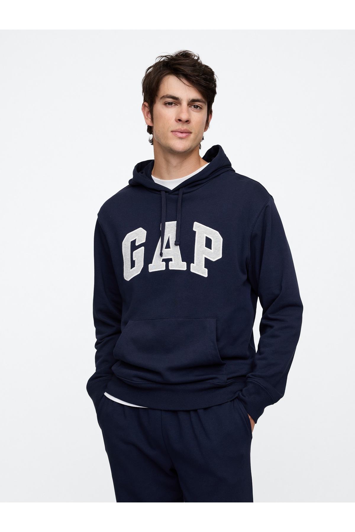 GAP V-Frch ft Herıtage Logo Po Men's Hooded Sweatshirt Dark Blue