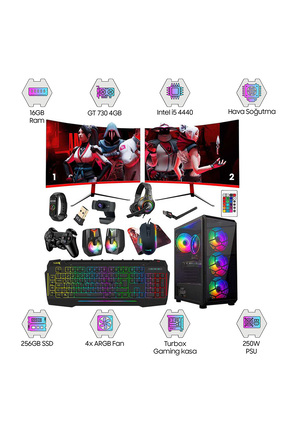 TURBOX Tx1939 i5 4570 3.6 GHz Turbo 16GB Ram 256GB SSD 4GB GT740 23.6 DUAL Mo...