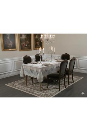 Finezza Veronica Dantelli Kadife Krem/Bej Masa Örtüsü Dikdörtgen 160x230 Cm -...