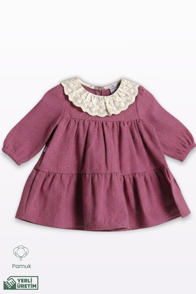 Lamonde Kız Bebek Elbise Fisto Yaka Pamuk 6-9-12-18 Ay