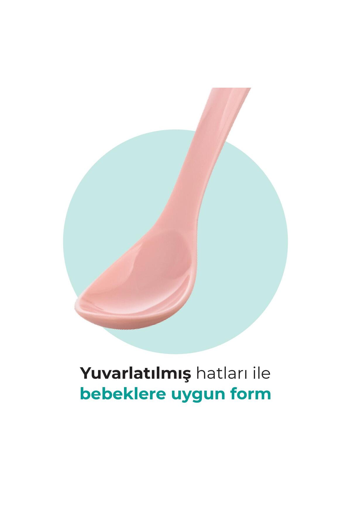 Mamajoo Ergonomik Beslenme Kaşık Seti Powder Pink & Beyaz, 6 Ay+ İkili - Saklama Kabı Hediyeli fotoğrafı 3 (önizleme)