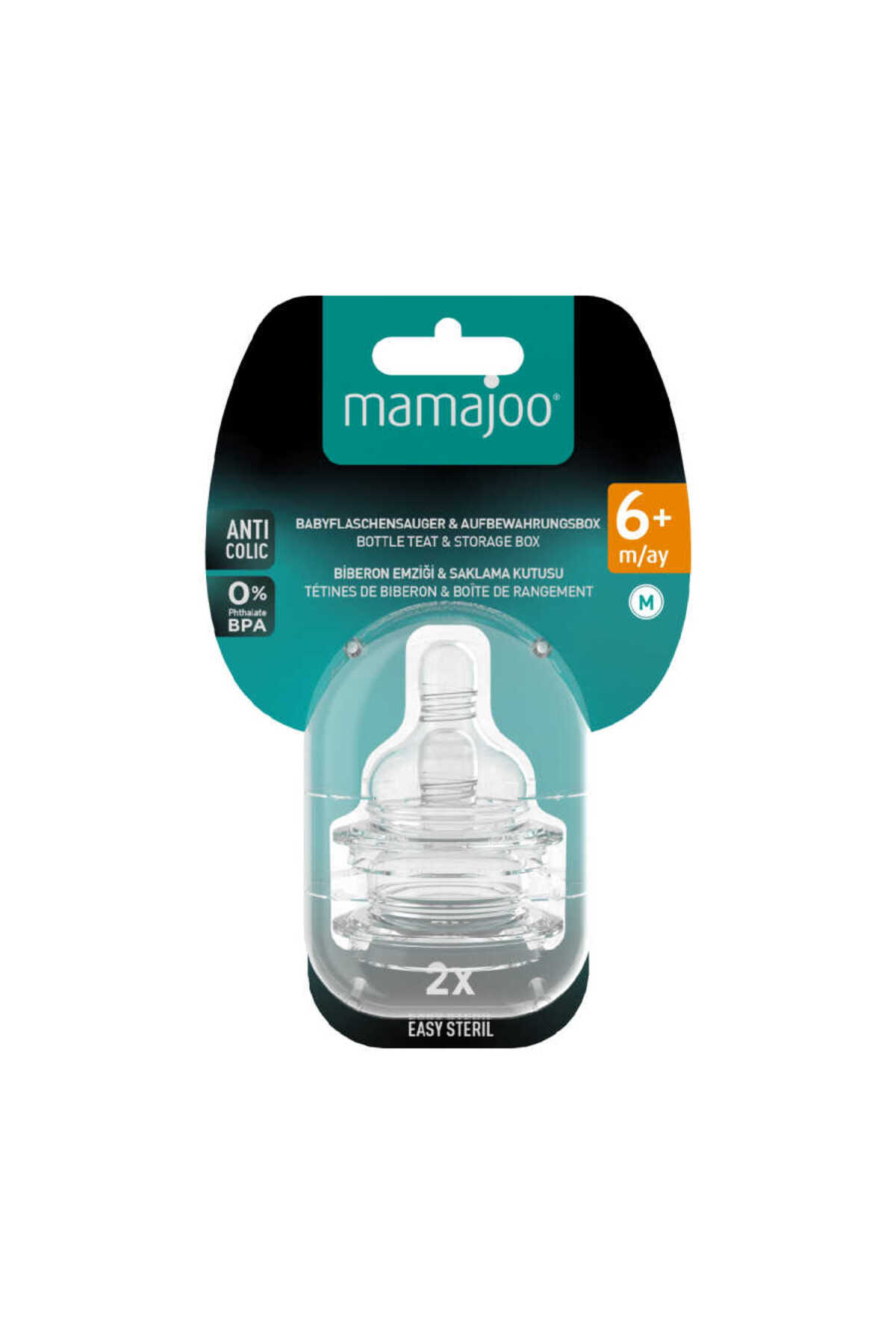 Mamajoo Antikolik Biberon Emziği Seti 6 Ay+ | Orta Akışlı, İkili - Saklama Kabı Hediyeli fotoğrafı 7 (önizleme)