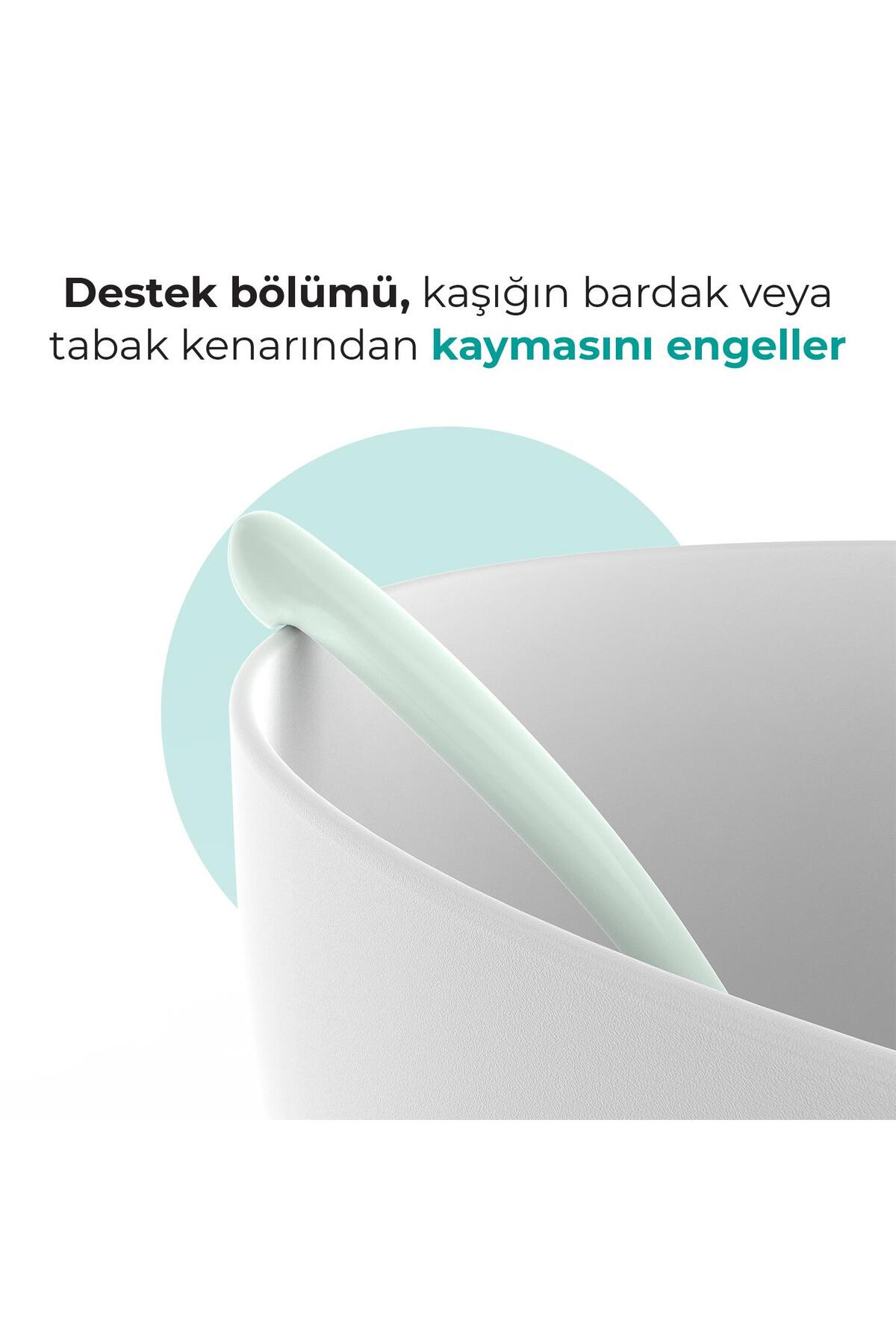 Mamajoo Ergonomik Beslenme Kaşık Seti Powder Green & Beyaz, 6 Ay+ İkili - Saklama Kabı Hediyeli fotoğrafı 5 (önizleme)