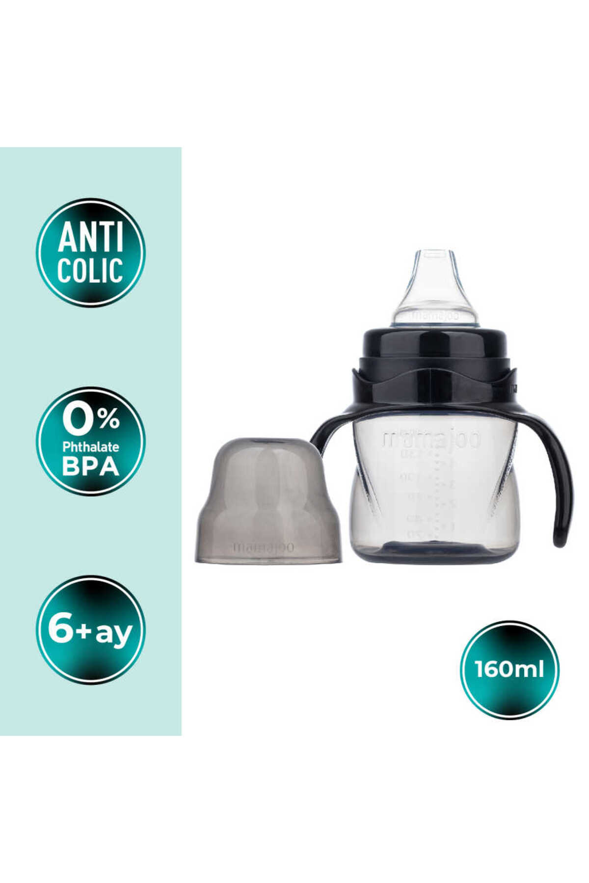 Mamajoo Damlatmaz Eğitici Kulplu Bardak, 160 Ml, Siyah, 6 Ay ,1 Adet fotoğrafı 2 (önizleme)