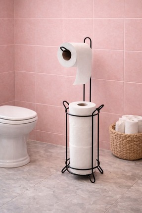 Cherie Home Siyah Yedekli Ayaklı Tuvalet Kağıtlığı Düzenleyici, Paslanmaz WC ...