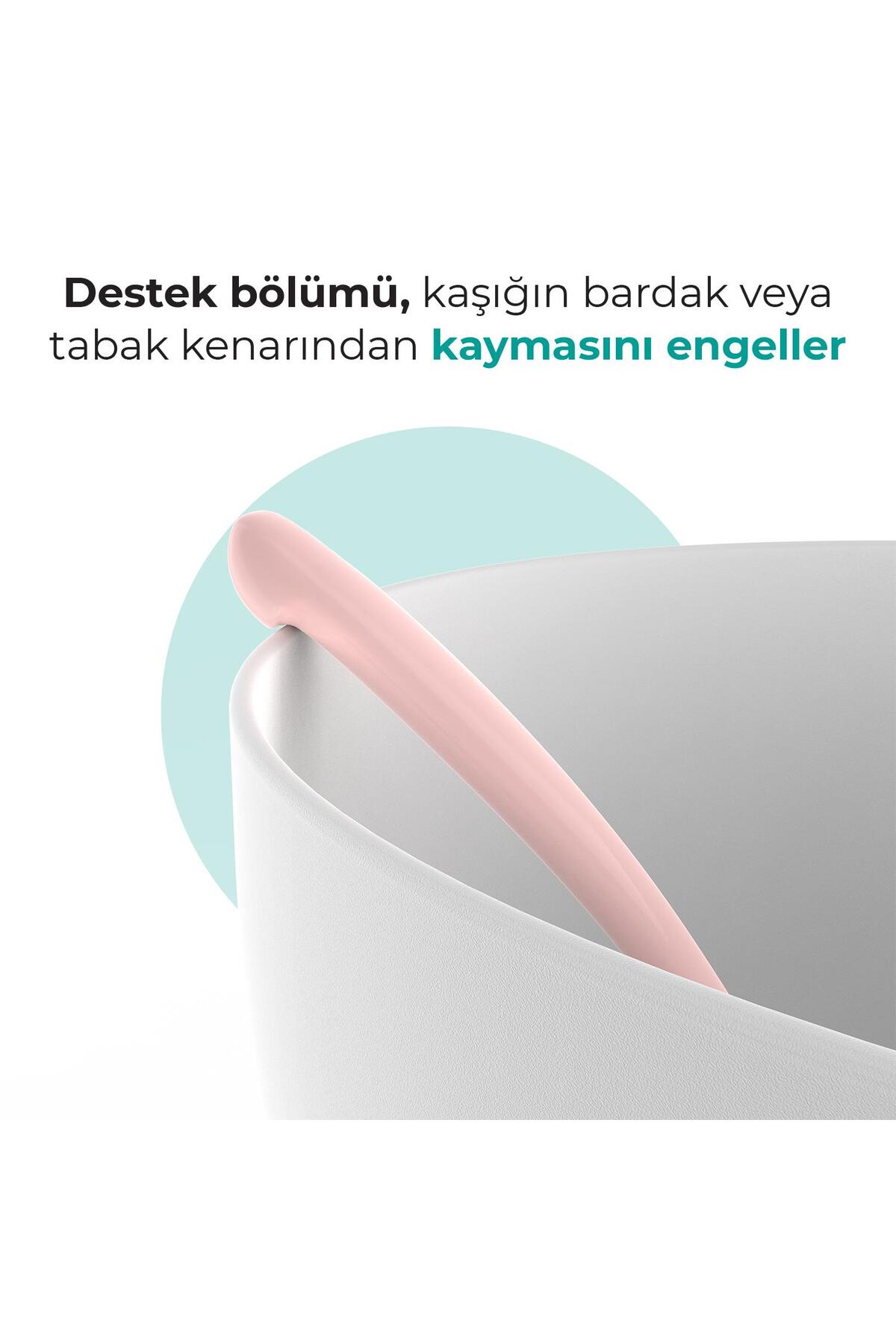 Mamajoo Ergonomik Beslenme Kaşık Seti Powder Pink & Beyaz, 6 Ay+ İkili - Saklama Kabı Hediyeli fotoğrafı 5 (önizleme)