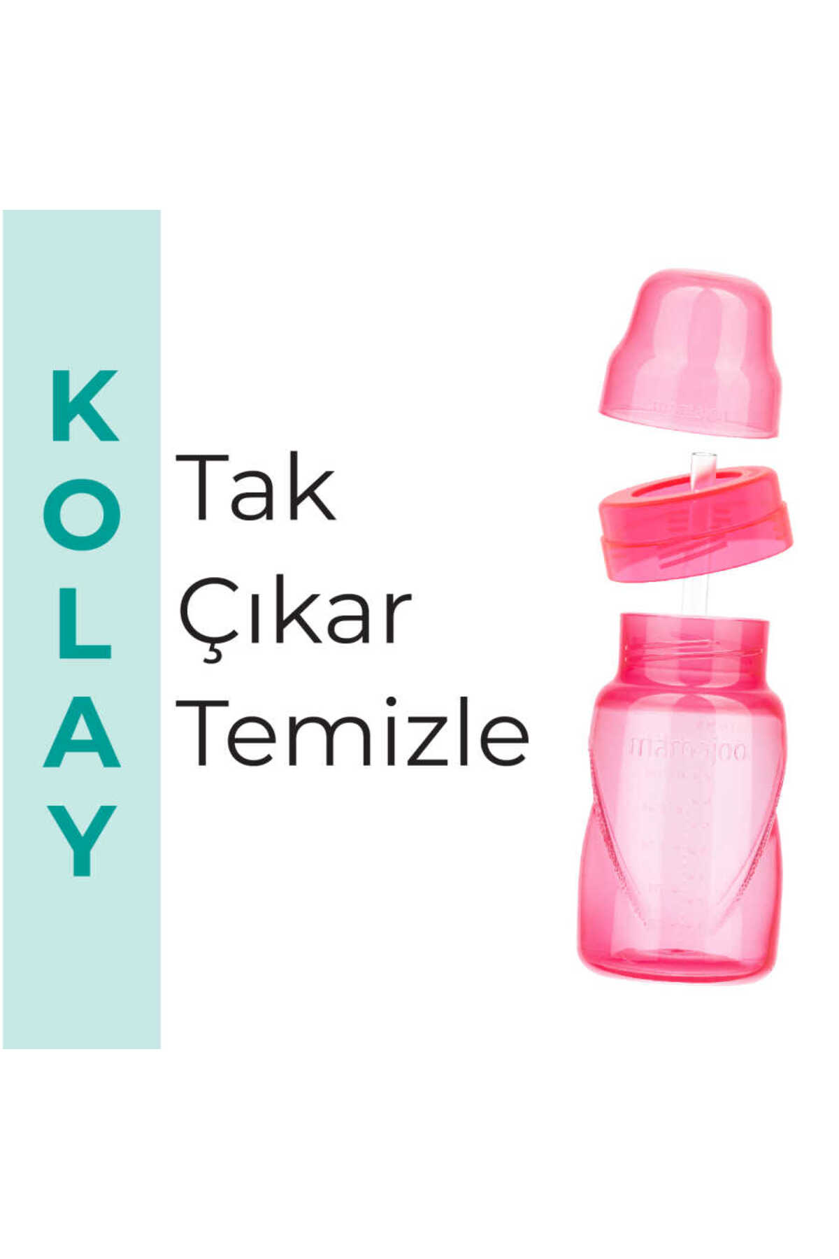 Mamajoo Antikolik Akıtmaz Pipetli Bardak 270 ml Pembe, 12 Ay+ fotoğrafı 6 (önizleme)