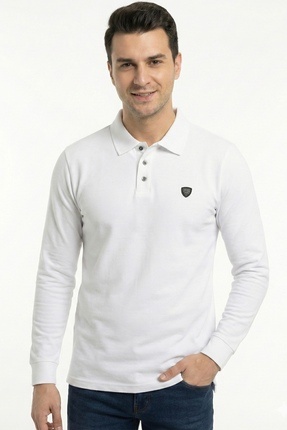 assef Erkek Polo Yaka Pamuklu Regular Fit Uzun Kollu Düz Basic Sweatshirt