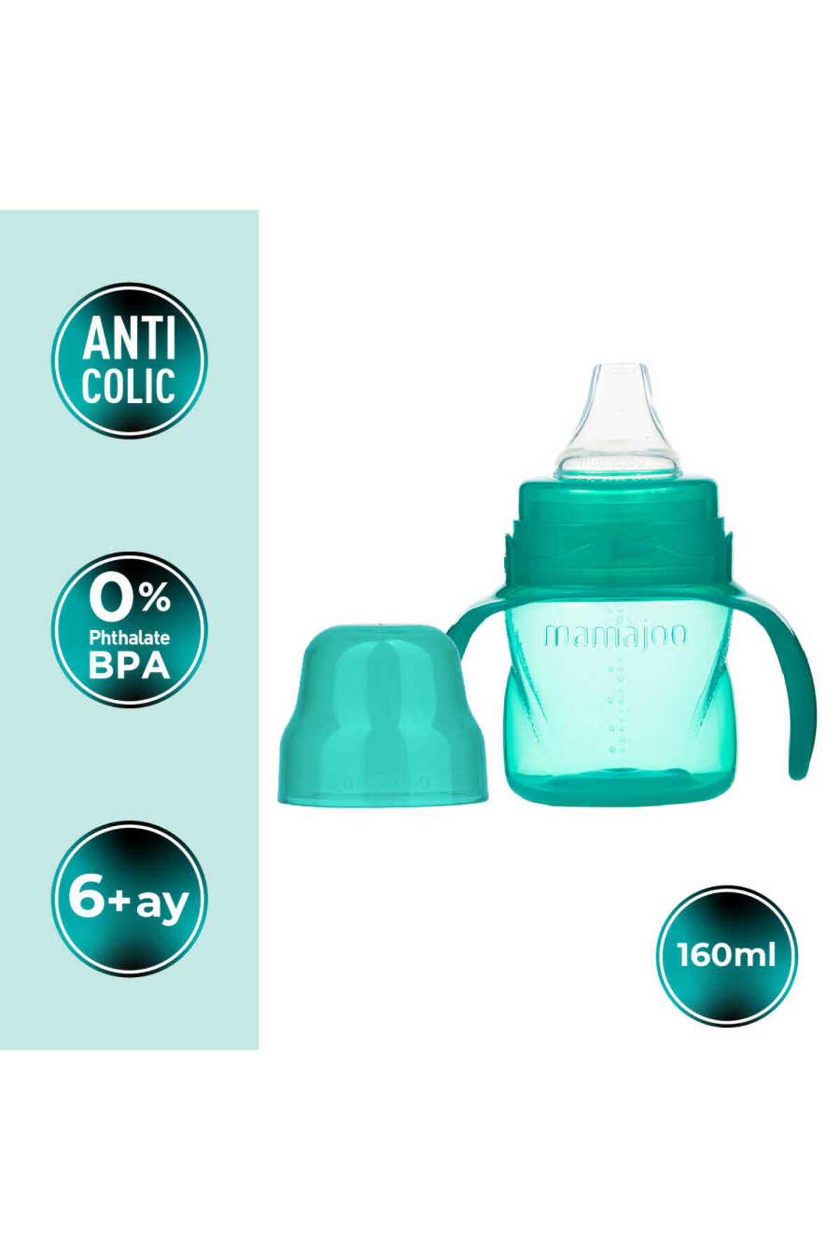 Mamajoo Damlatmaz Eğitici Kulplu Bardak, 160 Ml, Yeşil, 6 Ay , 1 Adet fotoğrafı 2 (önizleme)