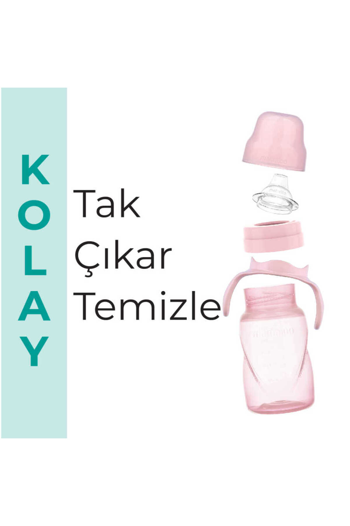 Mamajoo Kulplu Eğitici Bardak 270ml / Powder Pink fotoğrafı 6 (önizleme)
