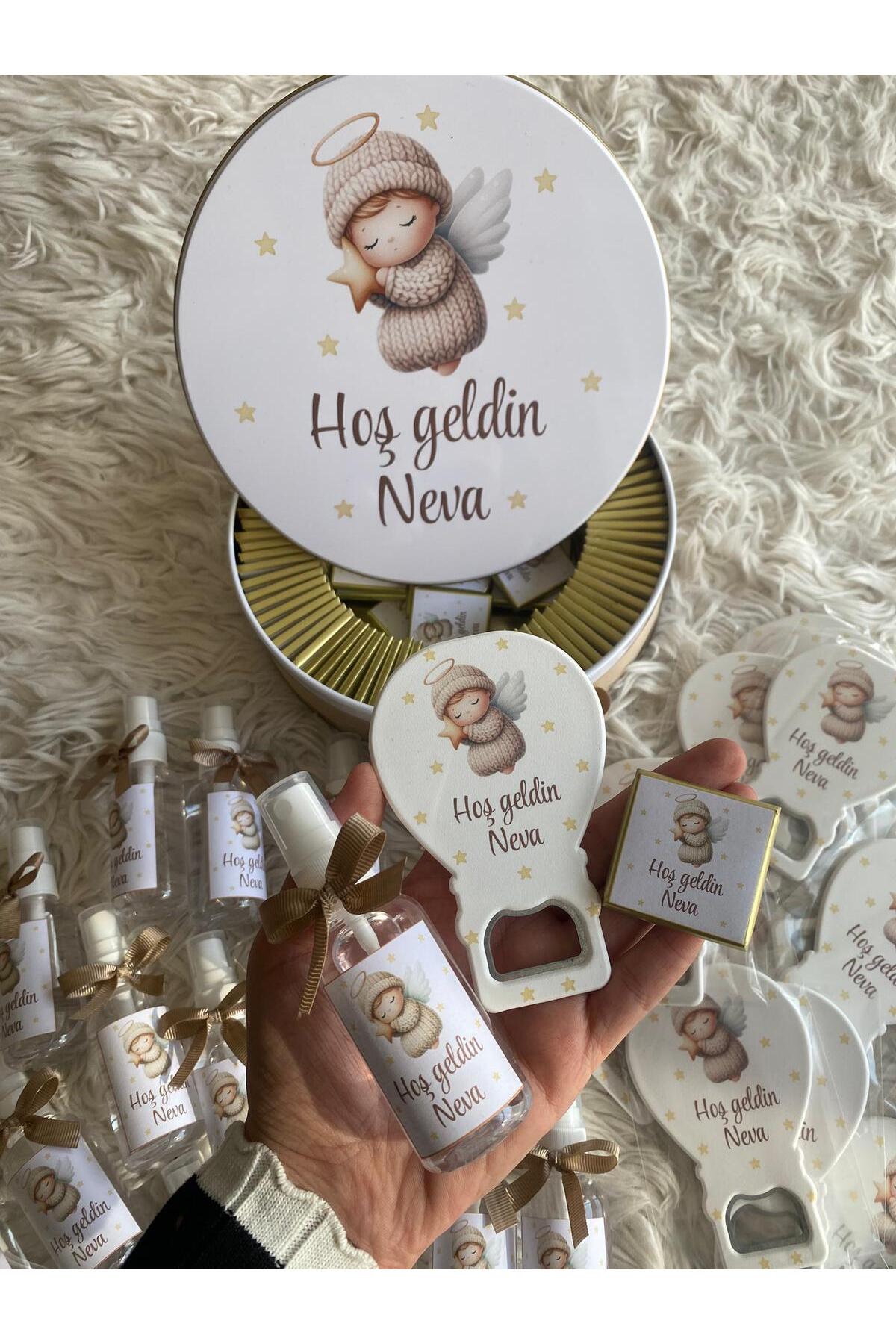 Sevdalı işler Bebek Hediyelik Doğum Seti 20Açacak Magnet 20Kolonya Şişesi 100lüÇikolata Kutusu fotoğrafı 5 (önizleme)