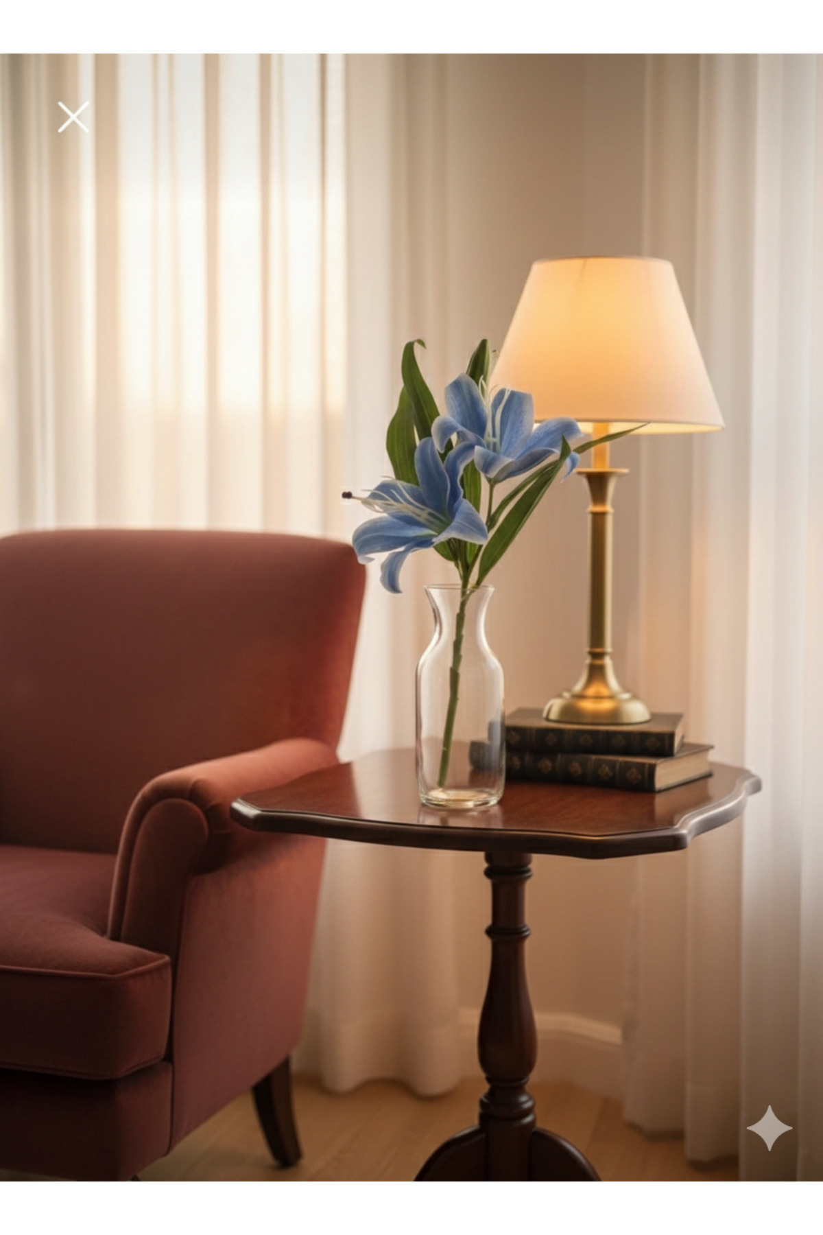1 ARTIFICIAL REALISTIC BLUE WET LILY SPECIAL DAY DECOR VALENTINE'S DAY