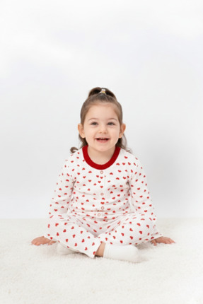 irkkids Kız Bebek Önden Çıtçıtlı Pamuklu Pijama Takımı