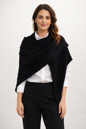 Sebir Moda Tek Renk Triko Üçgen Şal