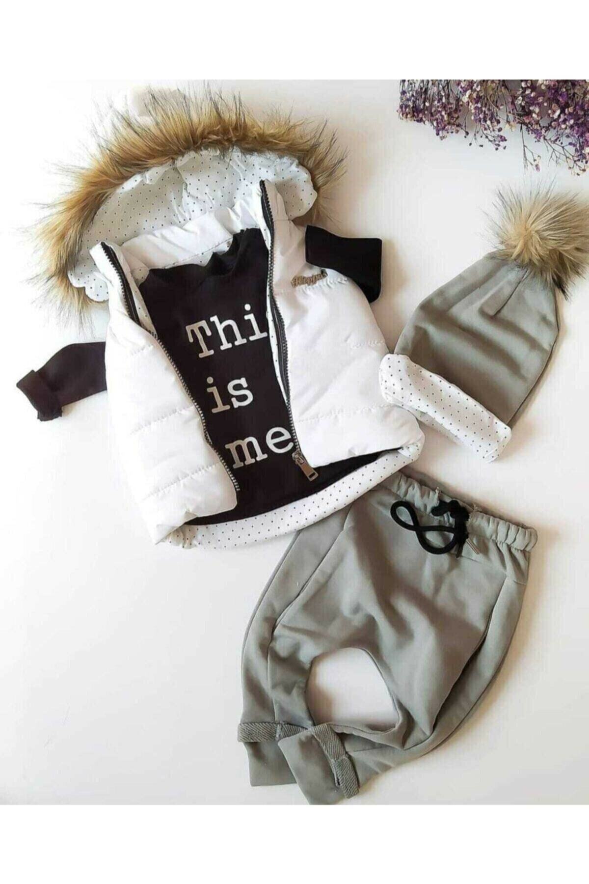 Genel Markalar Unısex Bebek Altı Gri Şişme Yelekli Üçlü Takım fotoğrafı 4 (önizleme)