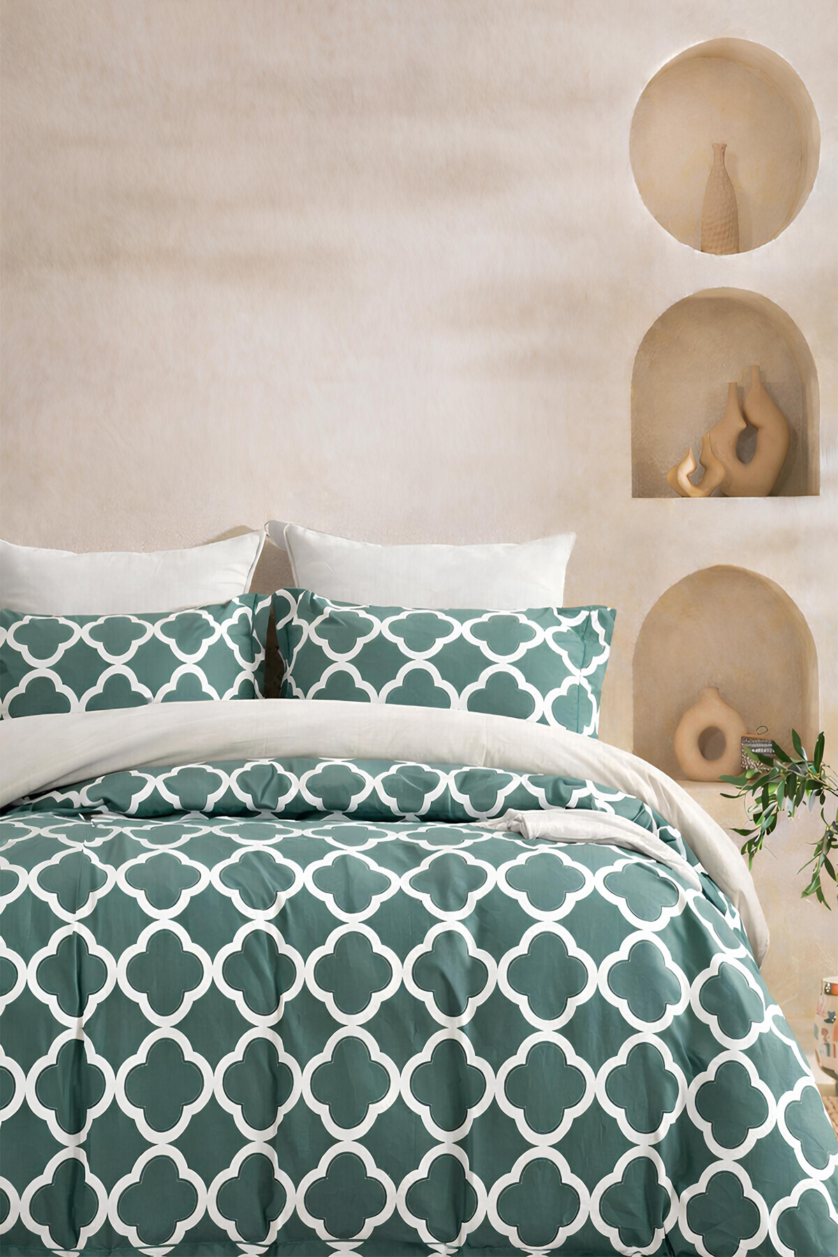 İQON Lastikli Çarşaflı Nevresim Takımı Çift Kişilik PETEK PETROL fotoğrafı 2 (önizleme)