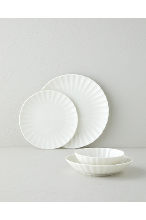 English Home Wave Porselen Yemek Takımı 24 Parça 6 Kişilik Beyaz