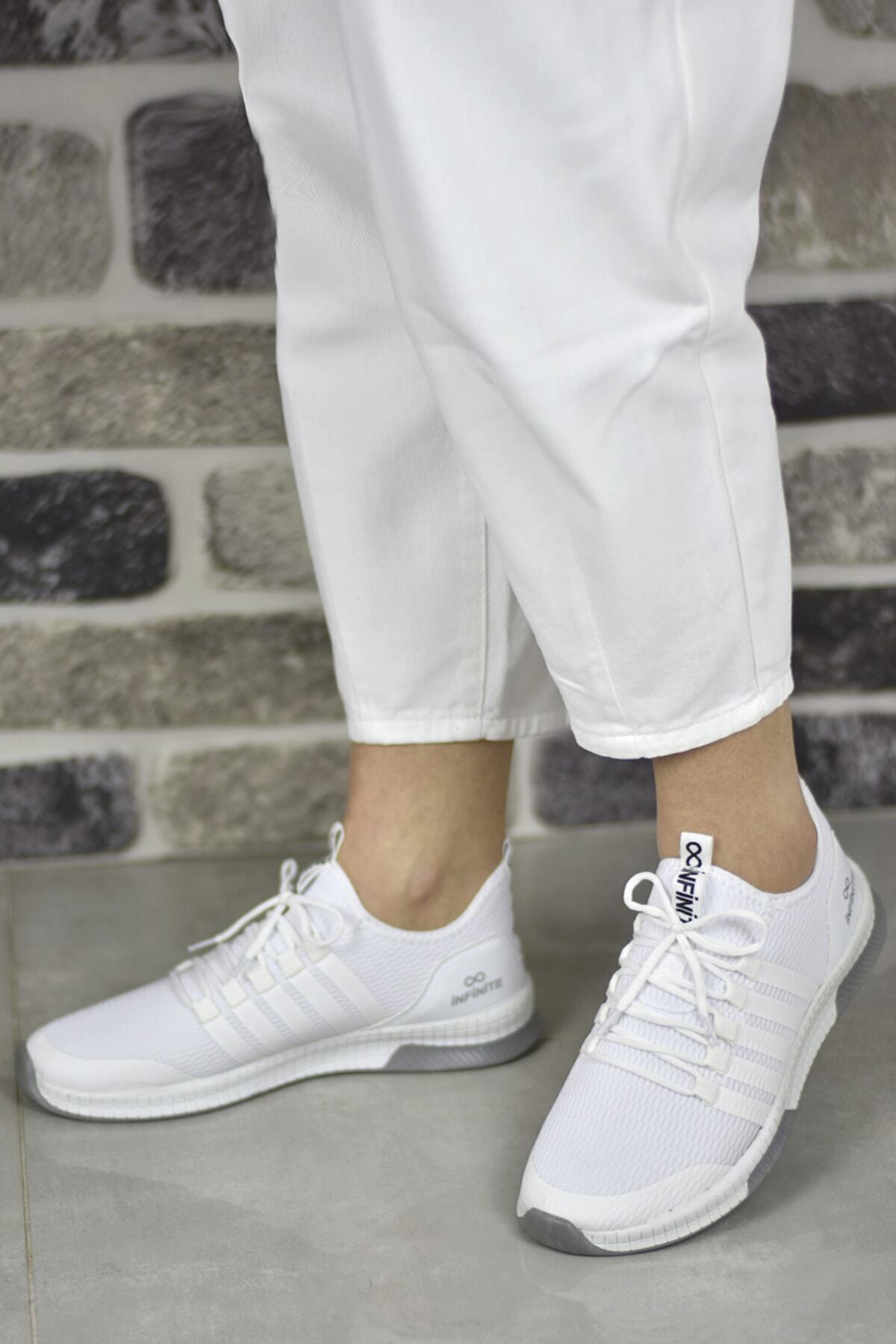 infinite8  Kadın Erkek Bez Spor, Günlük Ayakkabı Beyaz - Görsel 4