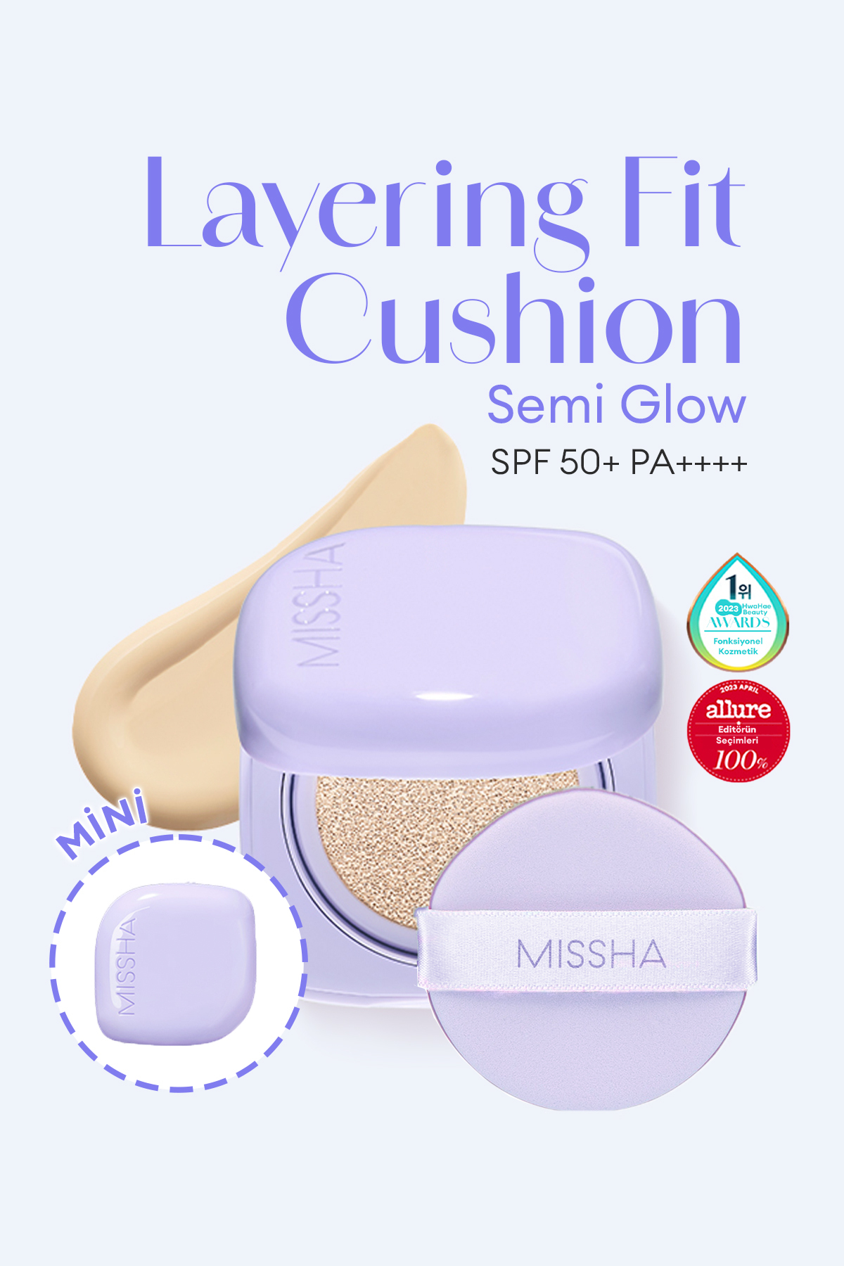 Missha Yarı Parlak Mini Cushion Layering Fit Semi Glow Cushion Mini SPF 50+ PA++++ (No.21 Vanilla) - Fiyatı, Yorumları