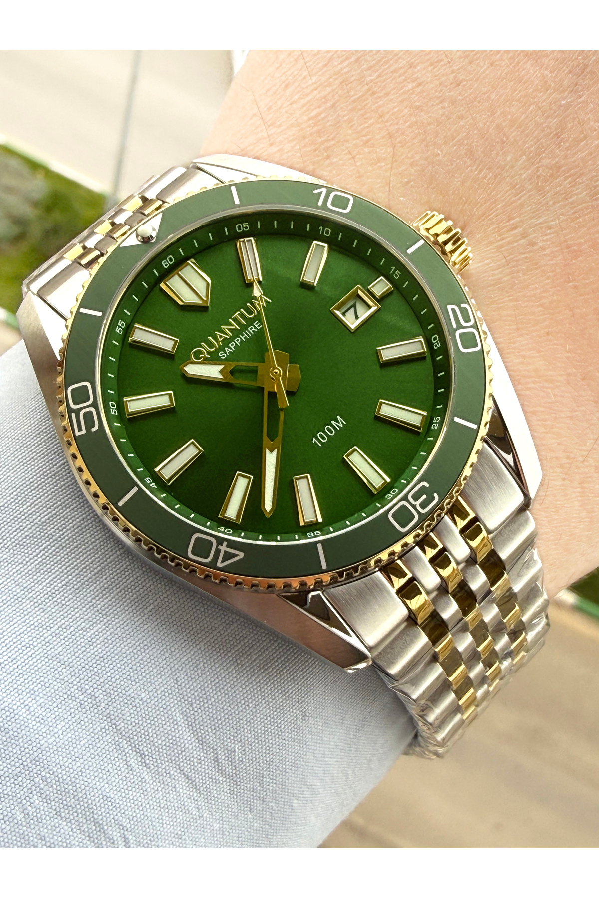 Quantum Kadranı Yeşil Orijinal 10 ATM Su Geçirmez Erkek Kol Saati