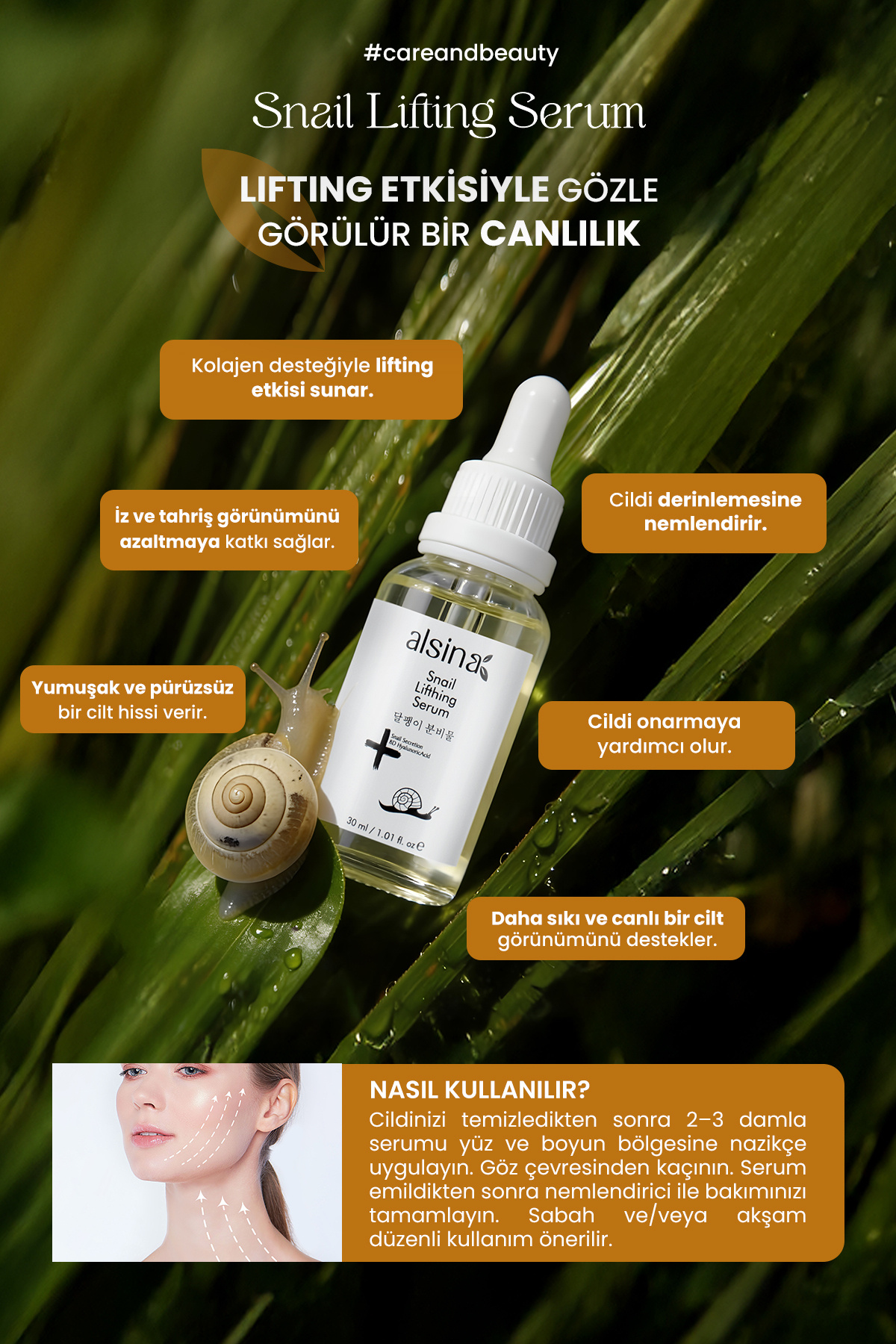 Salyangoz Özlü Lifting Serum 30 ml - Yaşlanma Karşıtı & Sıkılaştırıcı Bakım — 8683690485887 — تصویر 3 از 6