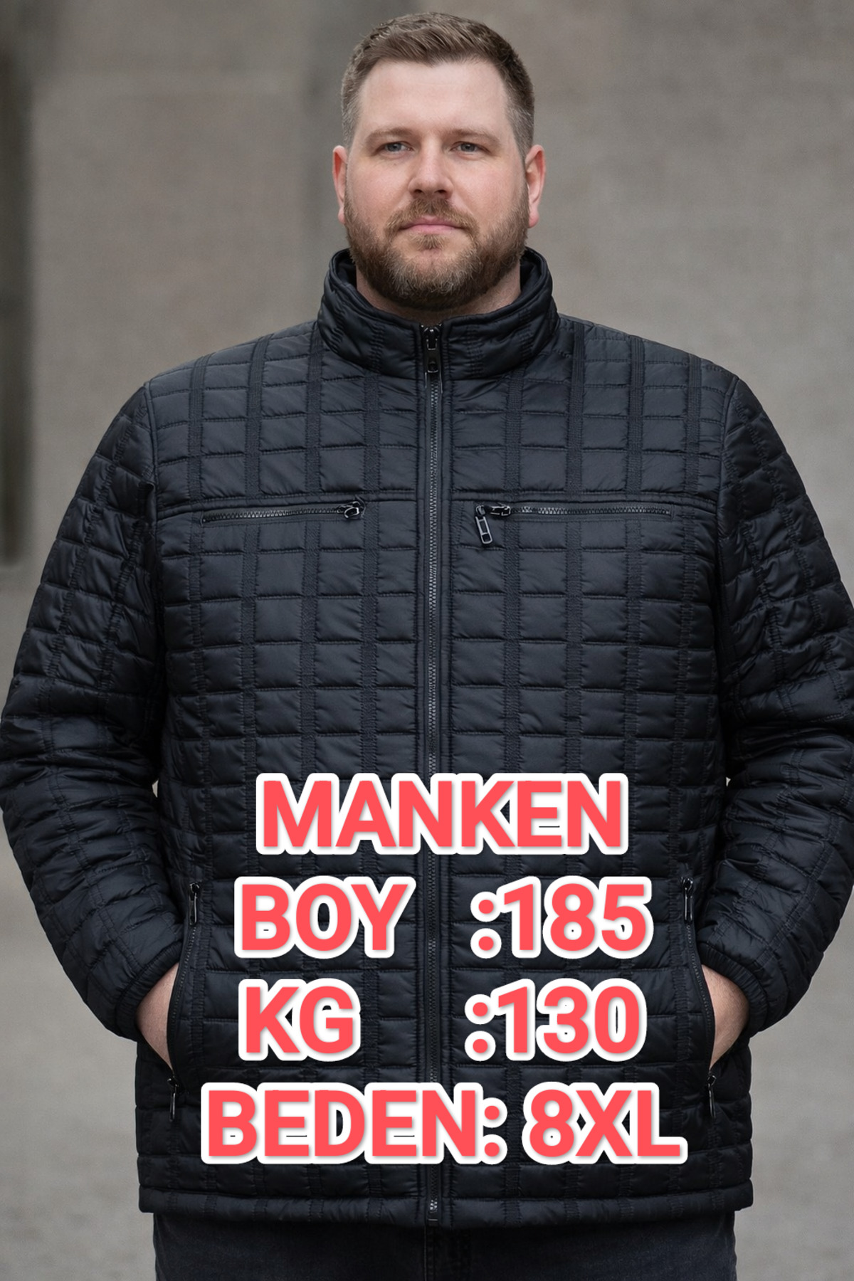 OKER Büyük Beden Erkek Kapitone Mont,kaban 4,5,6,7,8XL. görsel 4