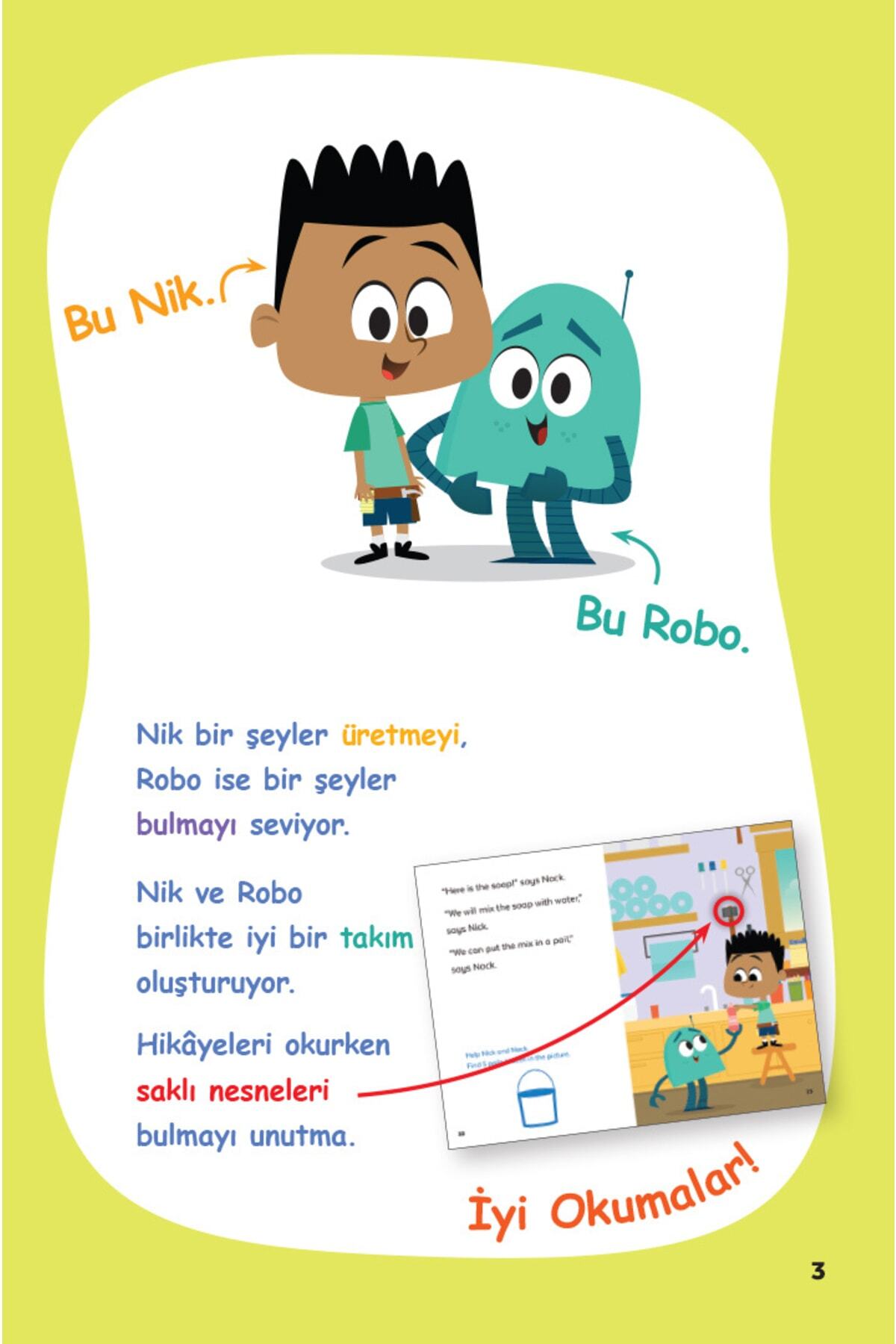 Dikkat Atölyesi Yayınları Saklı Nesnelerle Ilk Okuma Stem Hikayeleri Nik Ve Robo 5n1k 6'lı Set fotoğrafı 3 (önizleme)