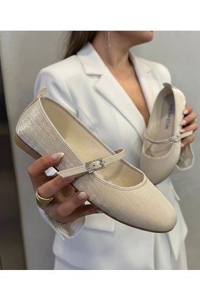 ACMZ SHOES Saten Kadın Babet Ortopedik Taban Yuvarlak Burun Balerin Ayakkabı