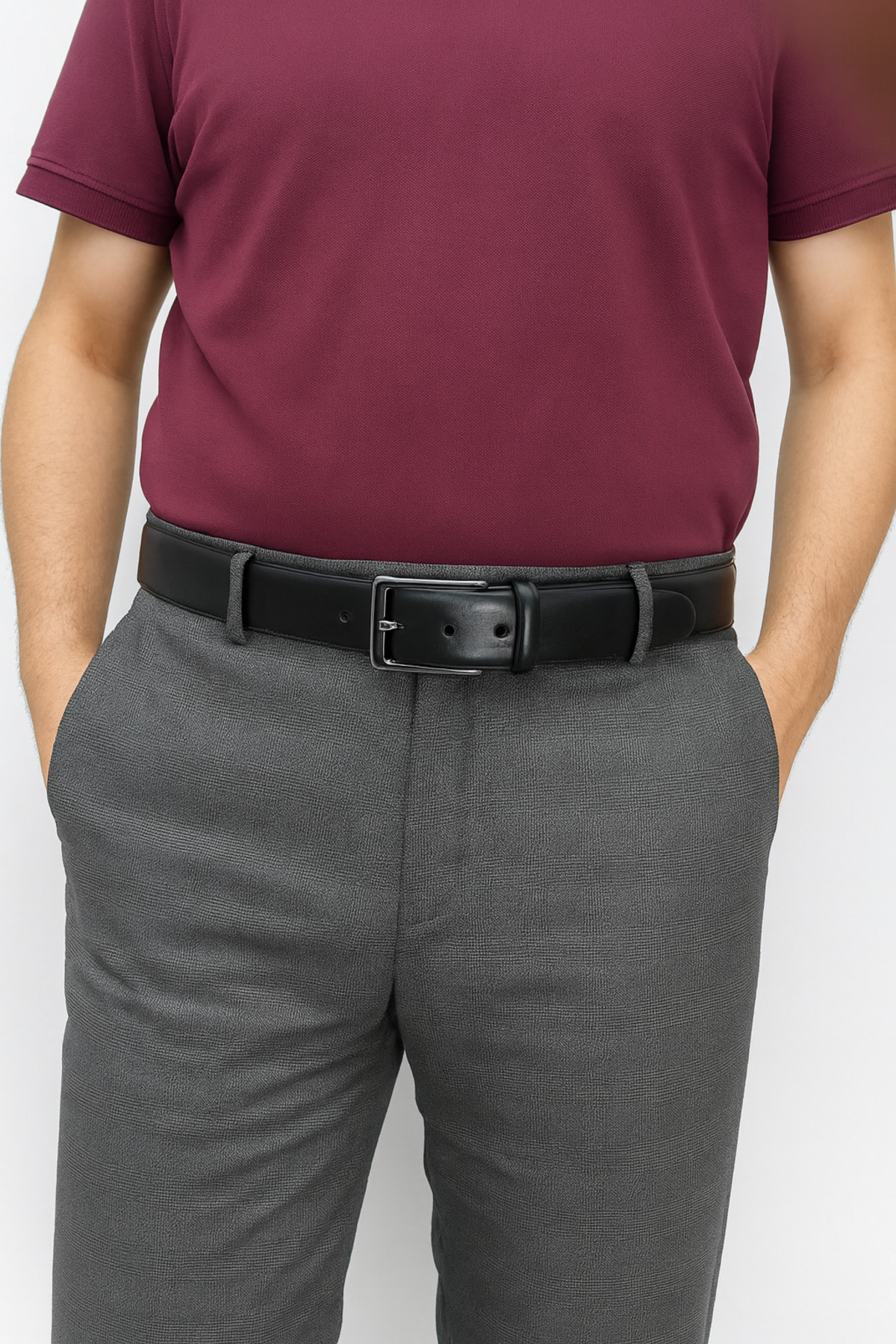 genuine leather company eds  Erkek Siyah Klasik Vegan Deri Kemer Seti - Görsel 3