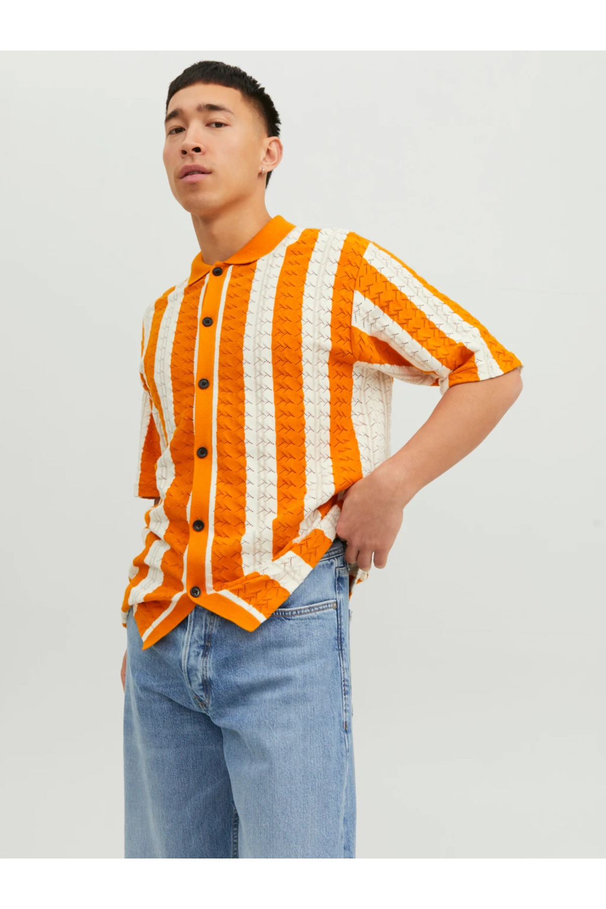 تی‌شرت مردانه جک اند جونز نارنجی کد ۱۲۲۳۴۳۲۷ جک اند جونز پولوشرت Jack & Jones