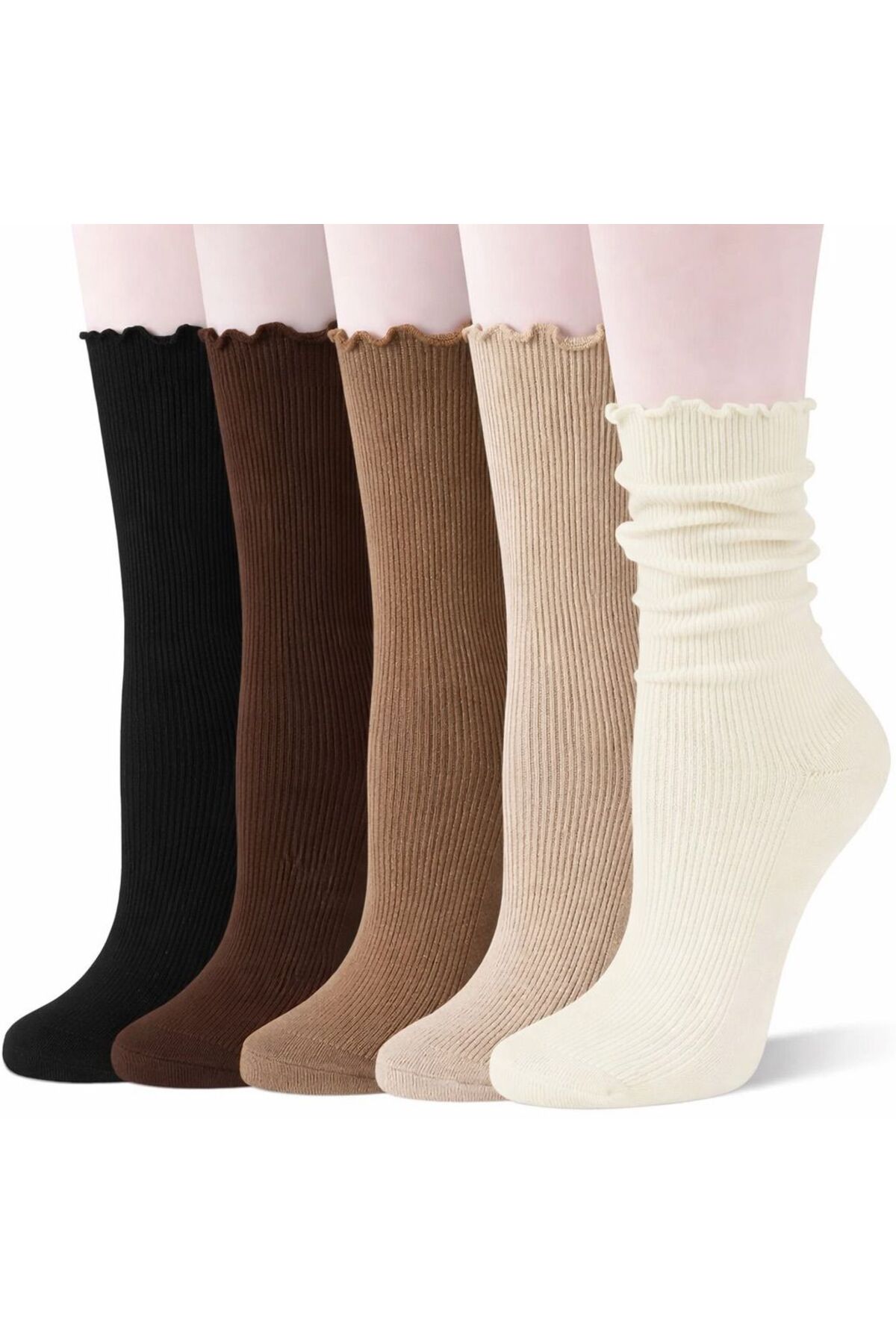 Sky Socks 5'li Fırfırlı Pamuklu Unisex Soket Çorap Seti