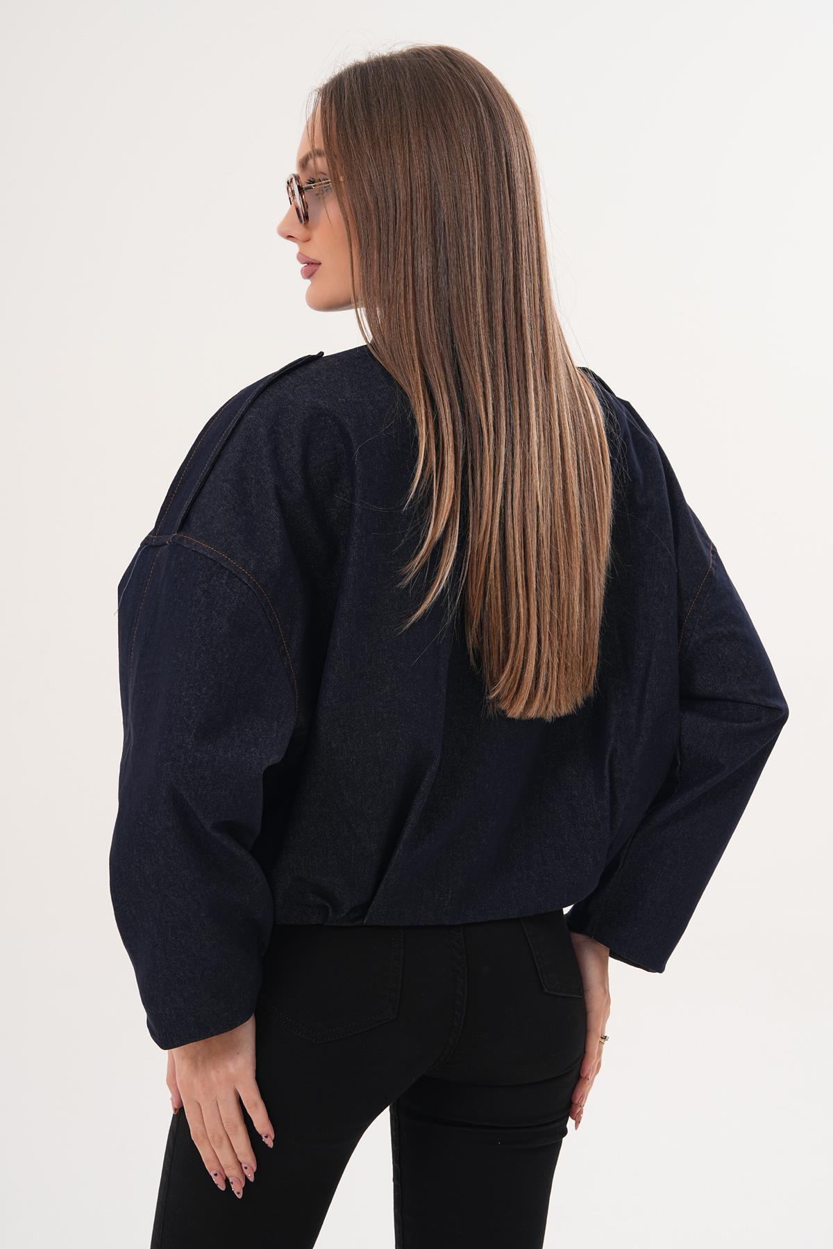 Şimal  Kadın Apoletli Bomber Kot Ceket - 260182 - Görsel 5